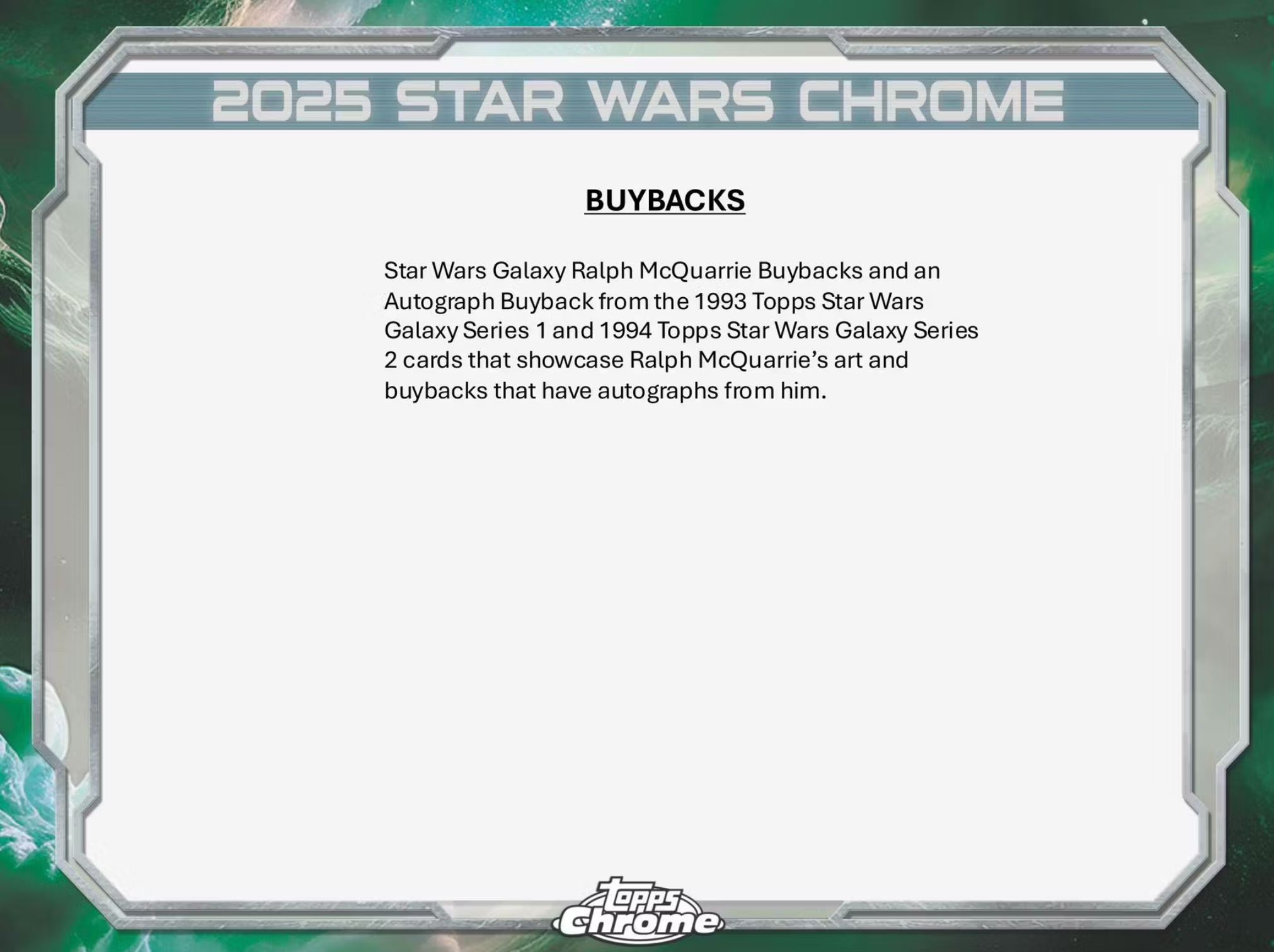 2025 Topps Star Wars Chrome Galaxy Hobby Box