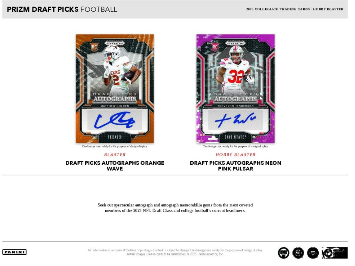 2025 Panini Prizm Draft Picks Collegiate Football Hobby Blaster