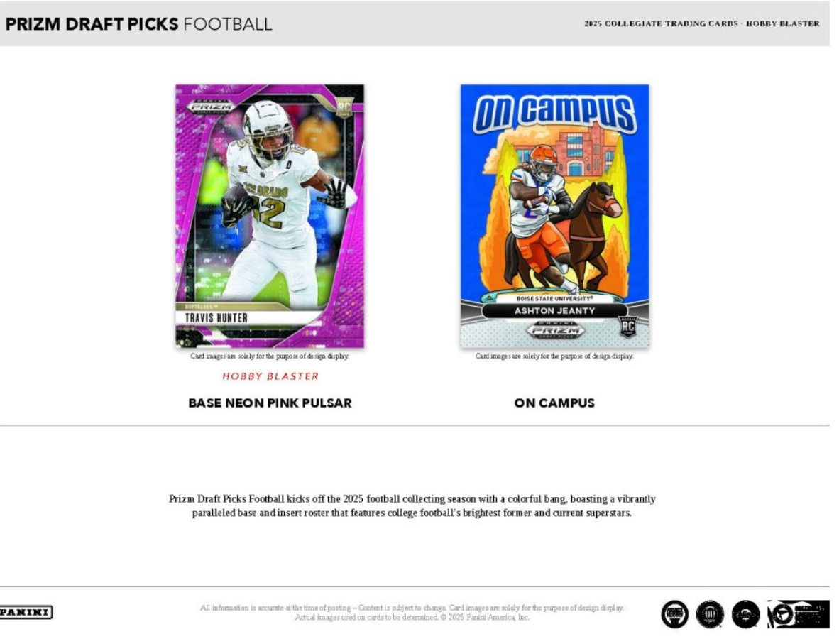 2025 Panini Prizm Draft Picks Collegiate Football Hobby Blaster