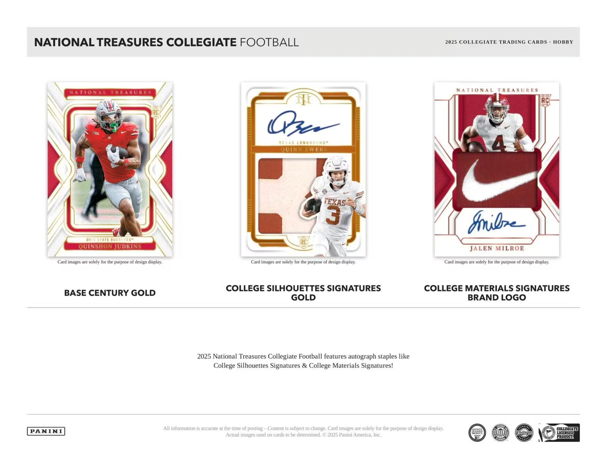 2025 Panini National Treasures Collegiate Football Hobby Box