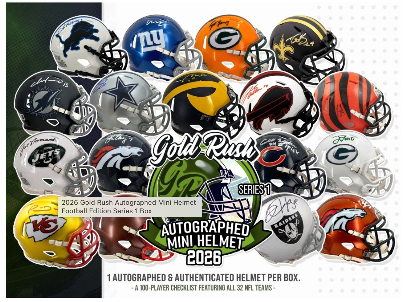 2026 Gold Rush Autographed Mini Helmet Football Edition Series 1 Box
