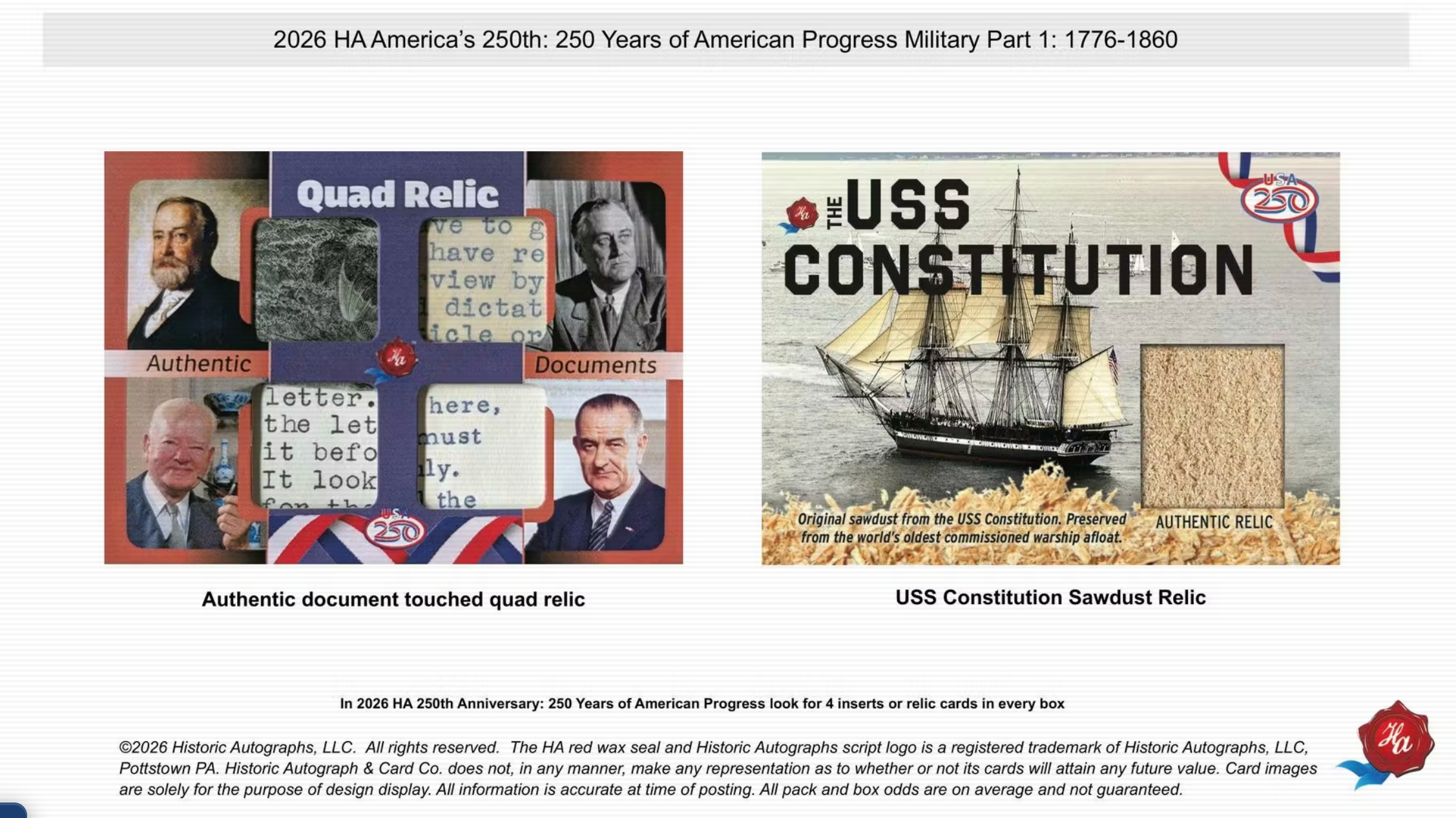 2026 Historic Autographs America's 250th Anniversary Military Part 1 Hobby Box