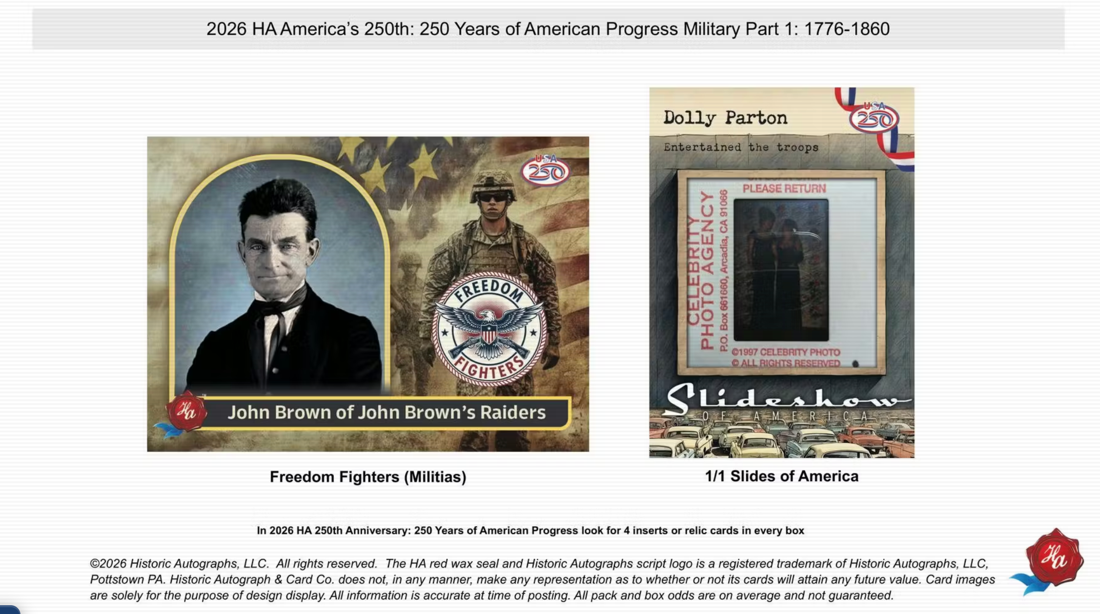 2026 Historic Autographs America's 250th Anniversary Military Part 1 Hobby Box