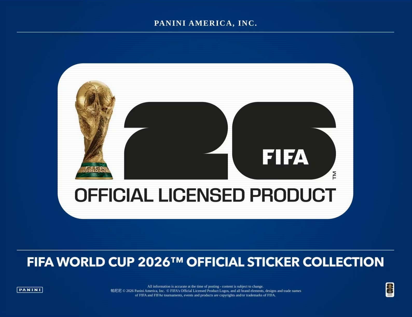 2026 Panini World Cup Soccer Stickers 25ct Box - 30 Box Sealed Case