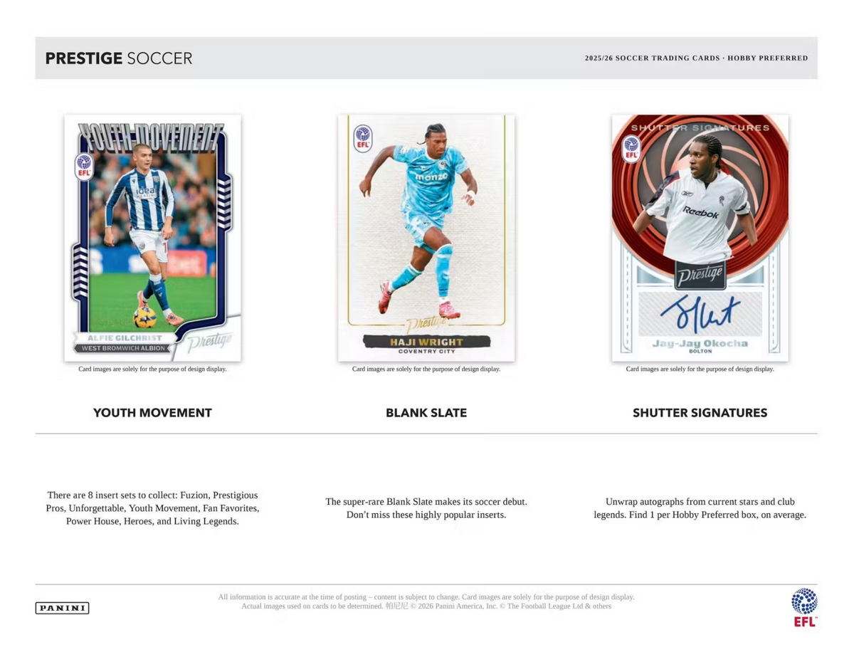 2025-26 Panini Prestige EFL Soccer Hobby Box