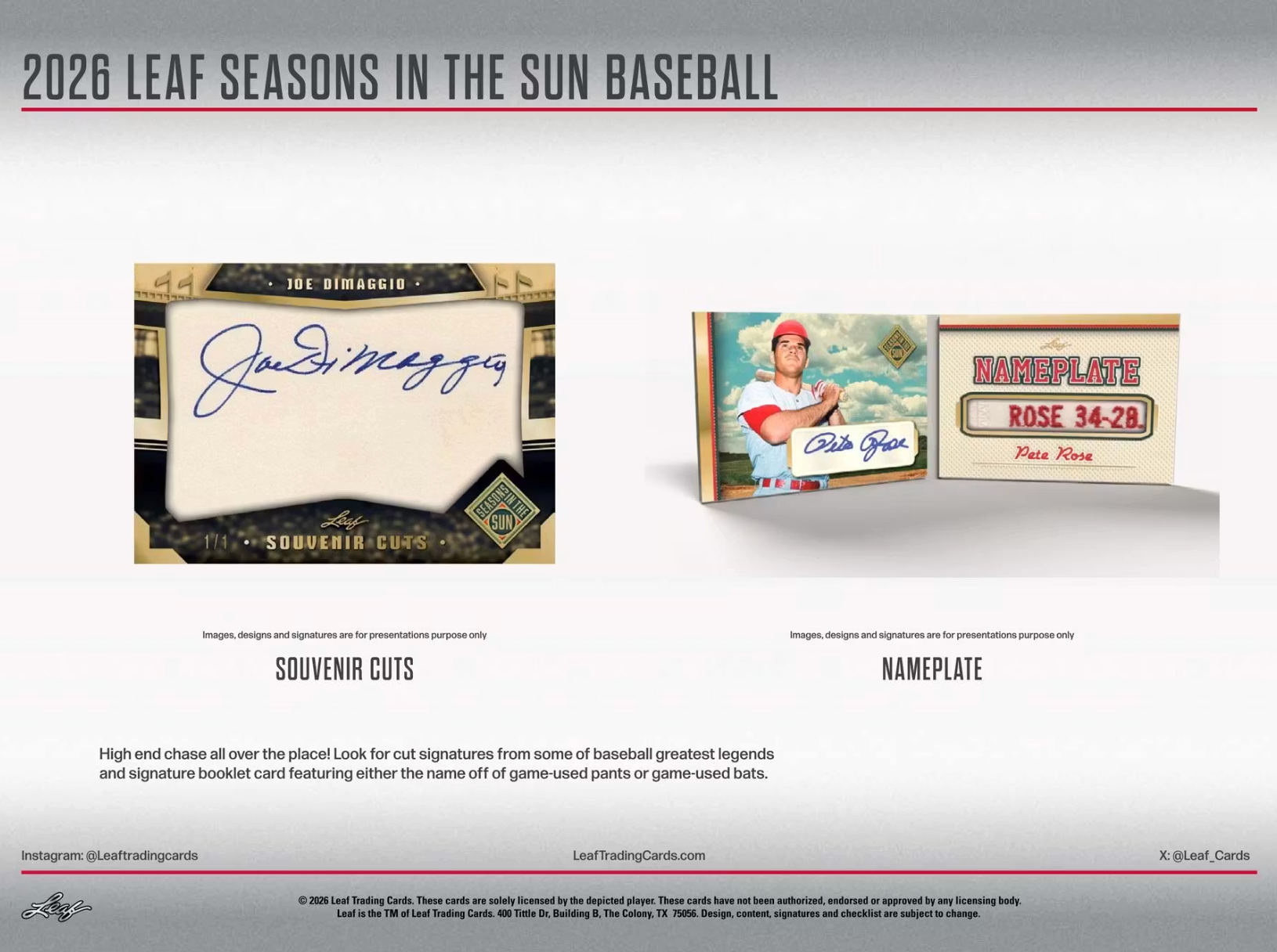 2026 Leaf Seasons in the Sun Baseball Hobby Box
