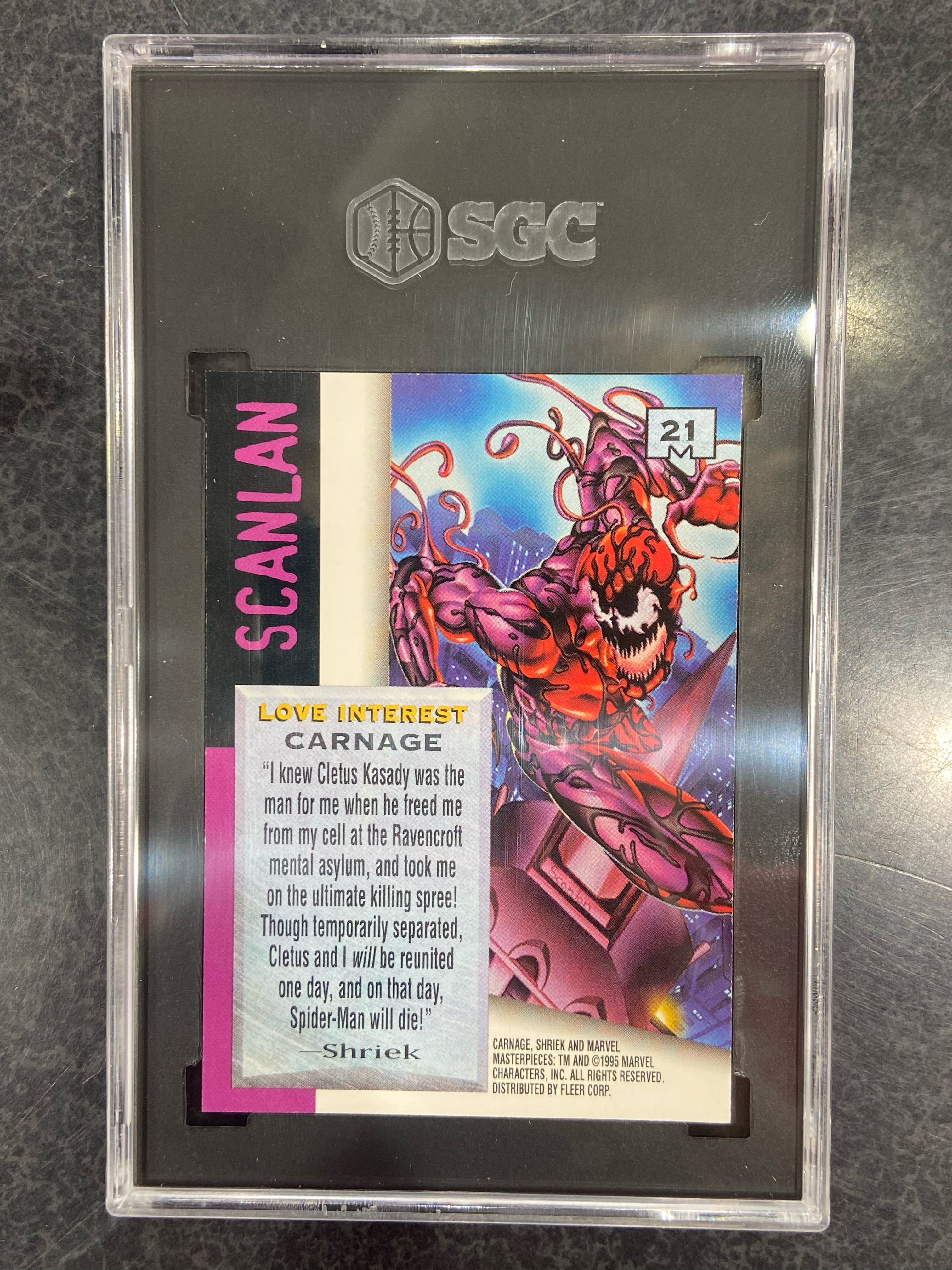 1995 Fleer Marvel Masterpieces Carnage #21 SGC 9.5 Mint+