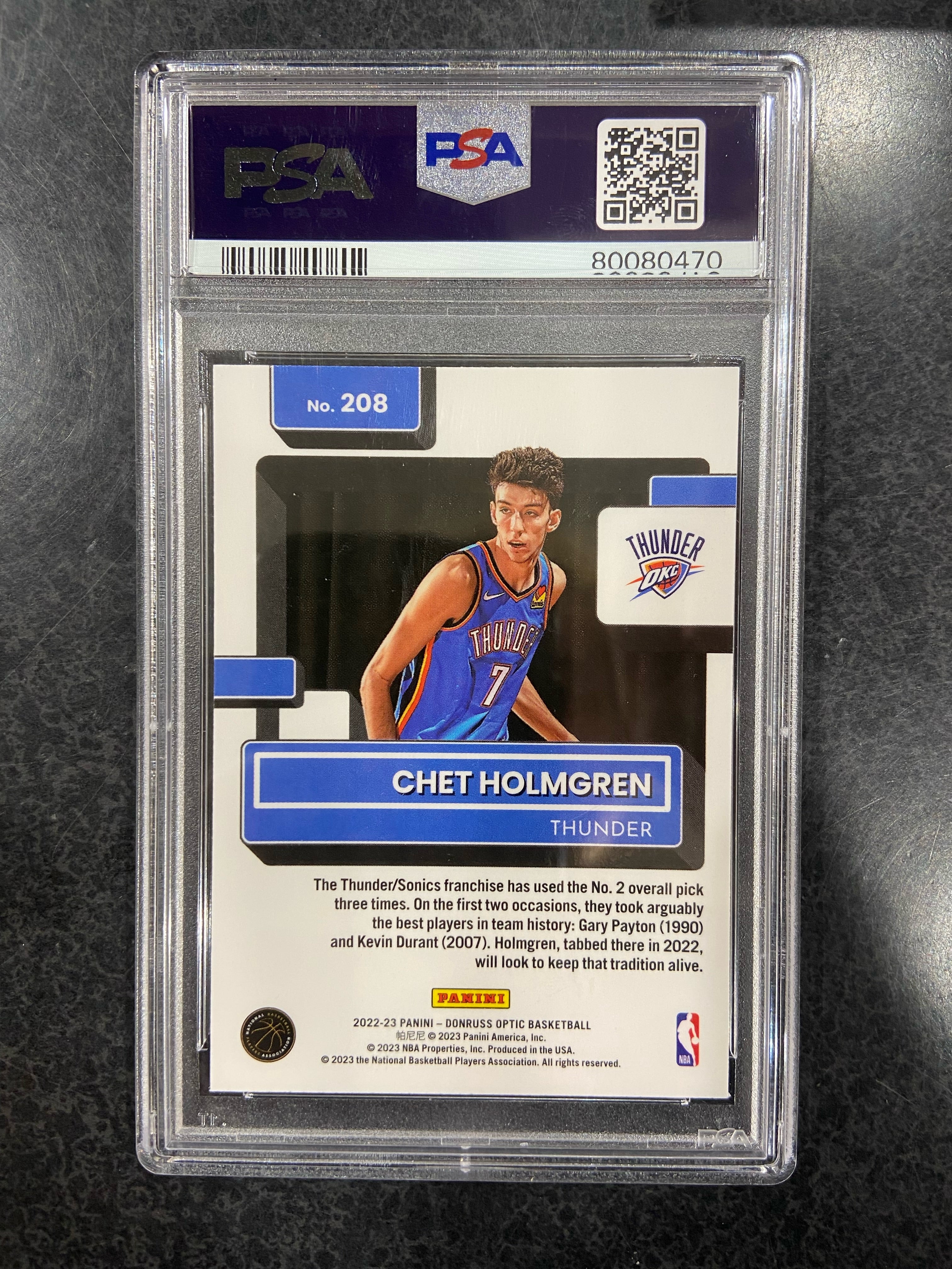 2022-23 Donruss Optic Chet Holmgren Rookie #208 PSA 9 Mint
