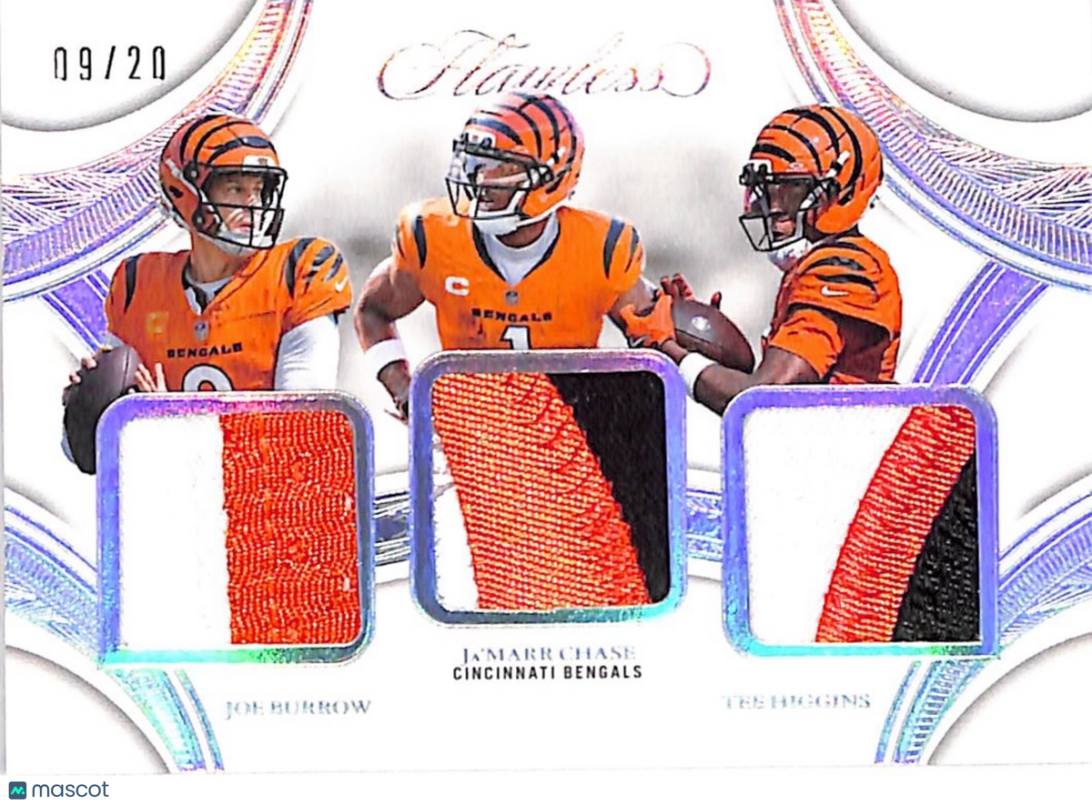 2026 Flawless Football Higgins Joe Burrow Ja'Marr Chase /20 Patches #CIN Bengals