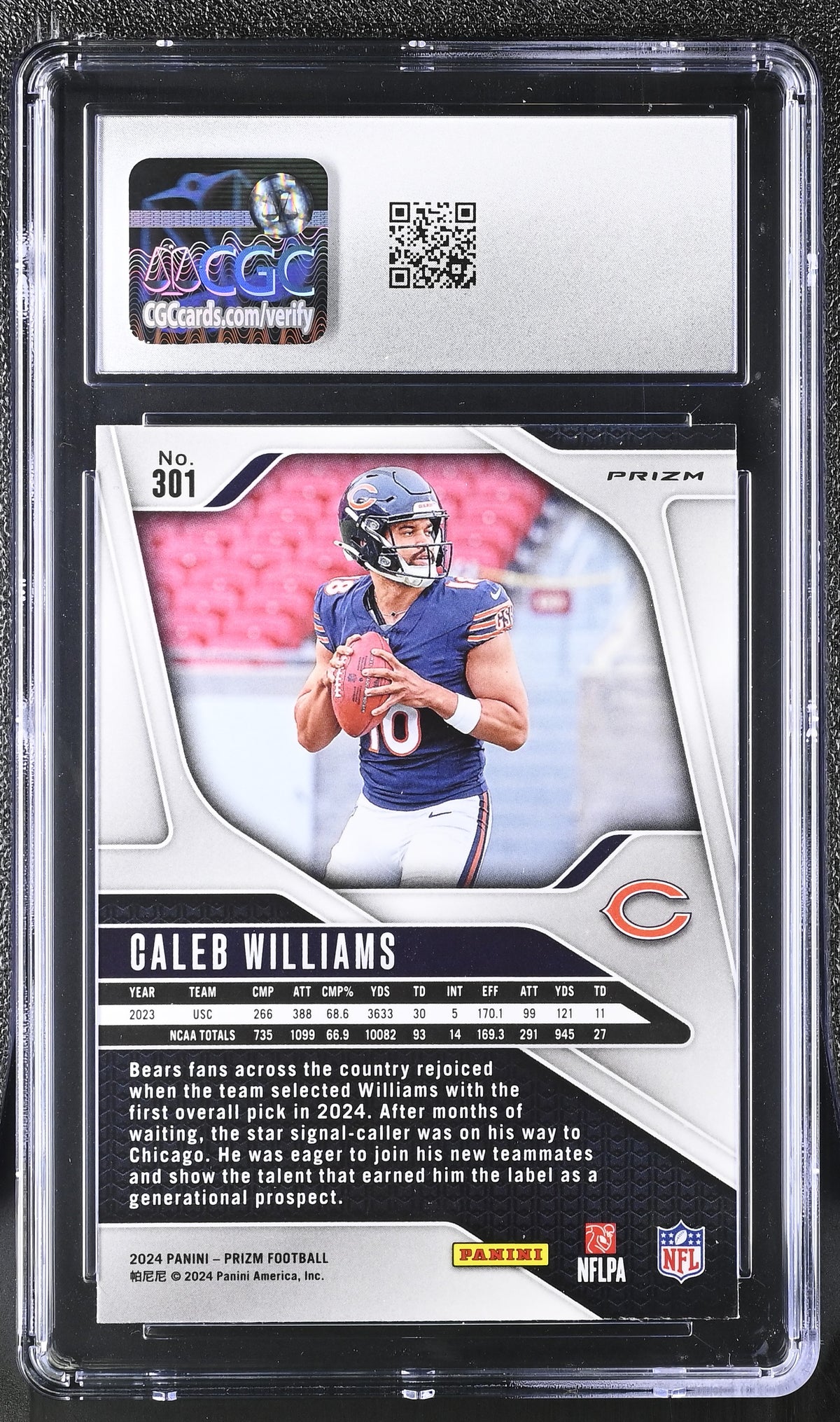2024 Panini Prizm Caleb Williams Neon Green Pulsar Rookie #301 CGC 10 Bears