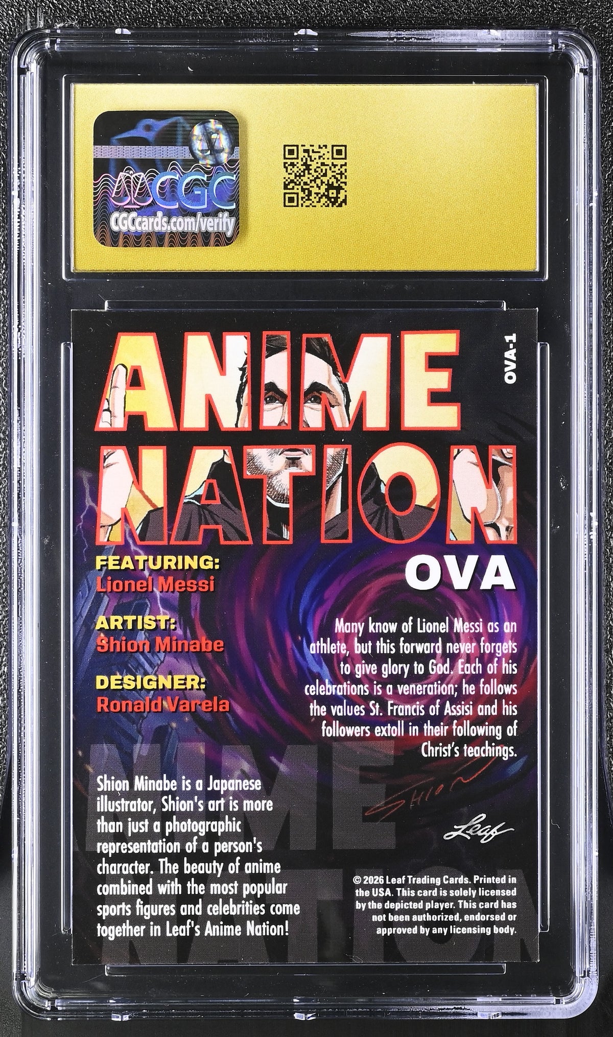 2026 Leaf Anime Nation Ova Lionel Messi #OVA-1 CGC 10 Pristine