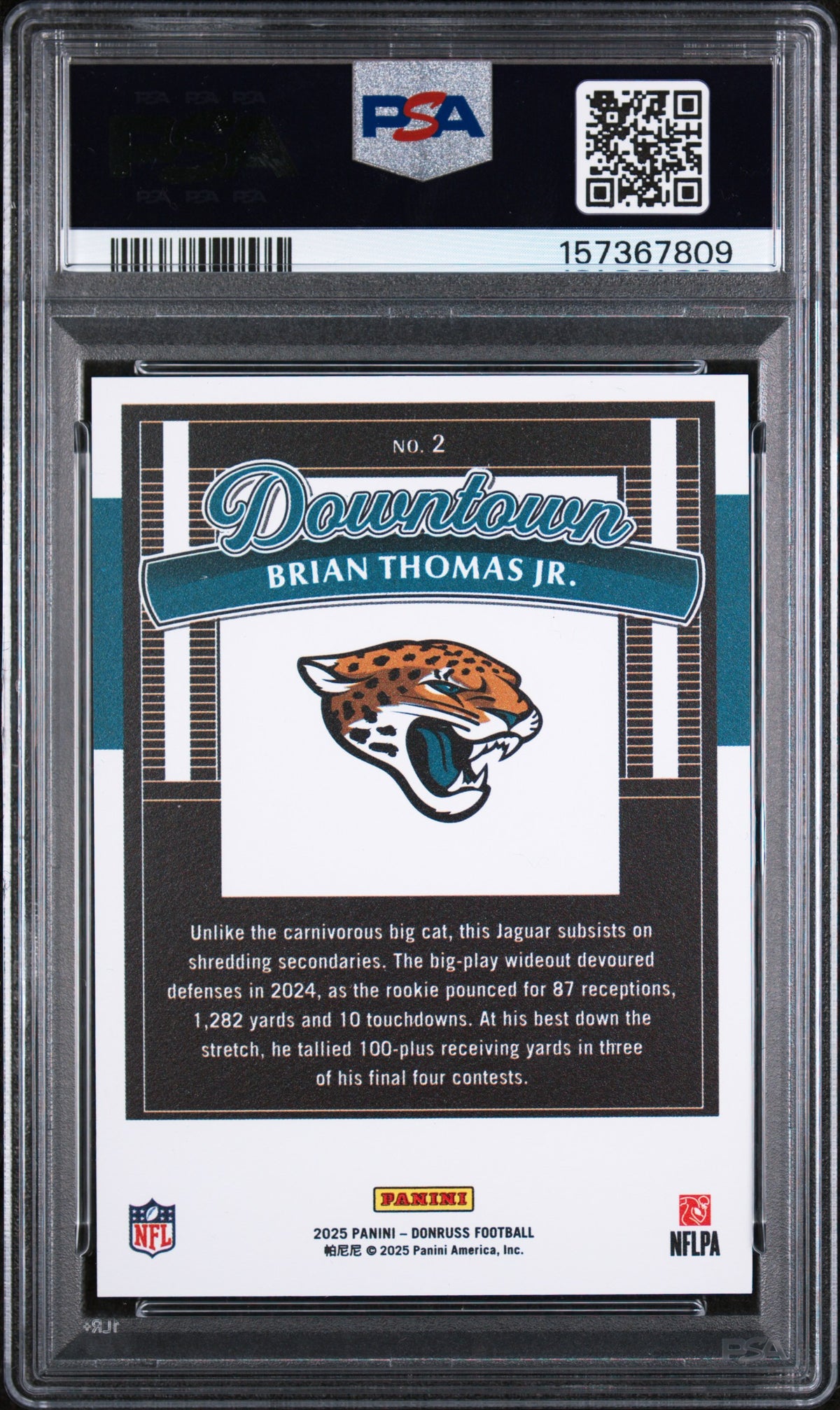 2025 Panini Donruss Downtown Brian Thomas JR. #2 PSA 10 Jacksonville Jaguars