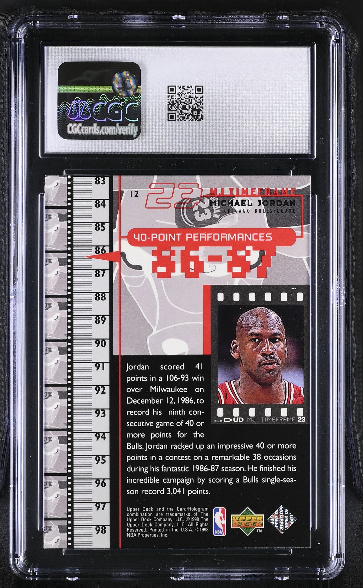 1998 Upper Deck MJ Living Legend Michael Jordan #12 CGC 9 Chicago Bulls