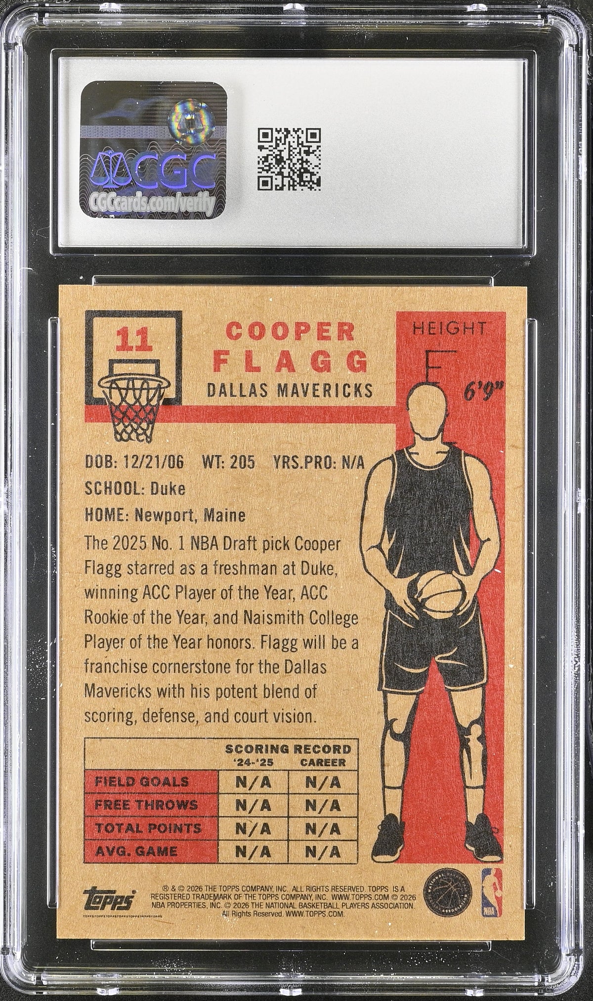 2025-26 Topps Living Set Cooper Flagg Rookie #11 CGC 9.5 Dallas Mavericks