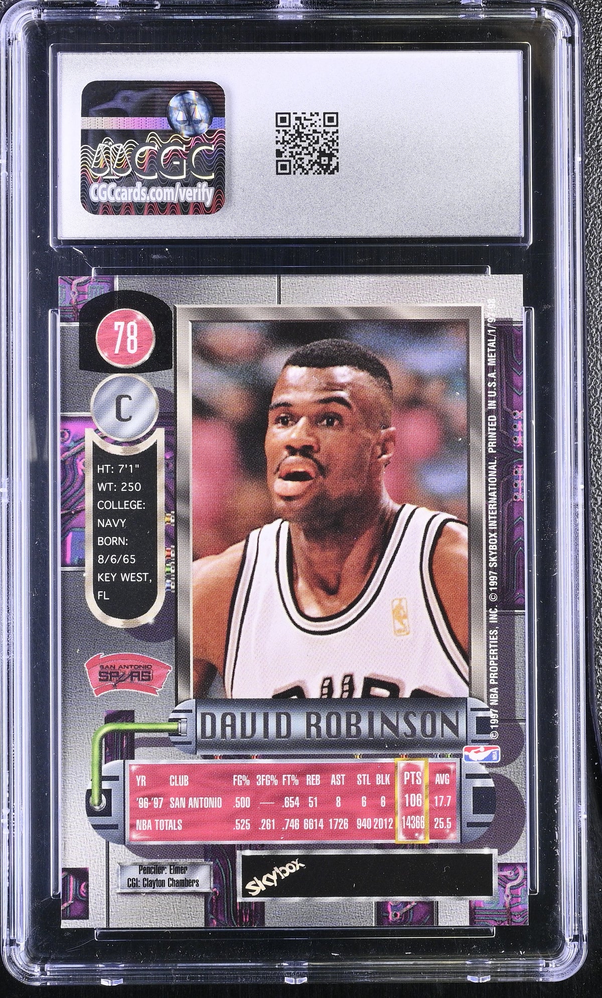 1997-98 Metal Universe David Robinson #78 CGC 10 San Antonio Spurs