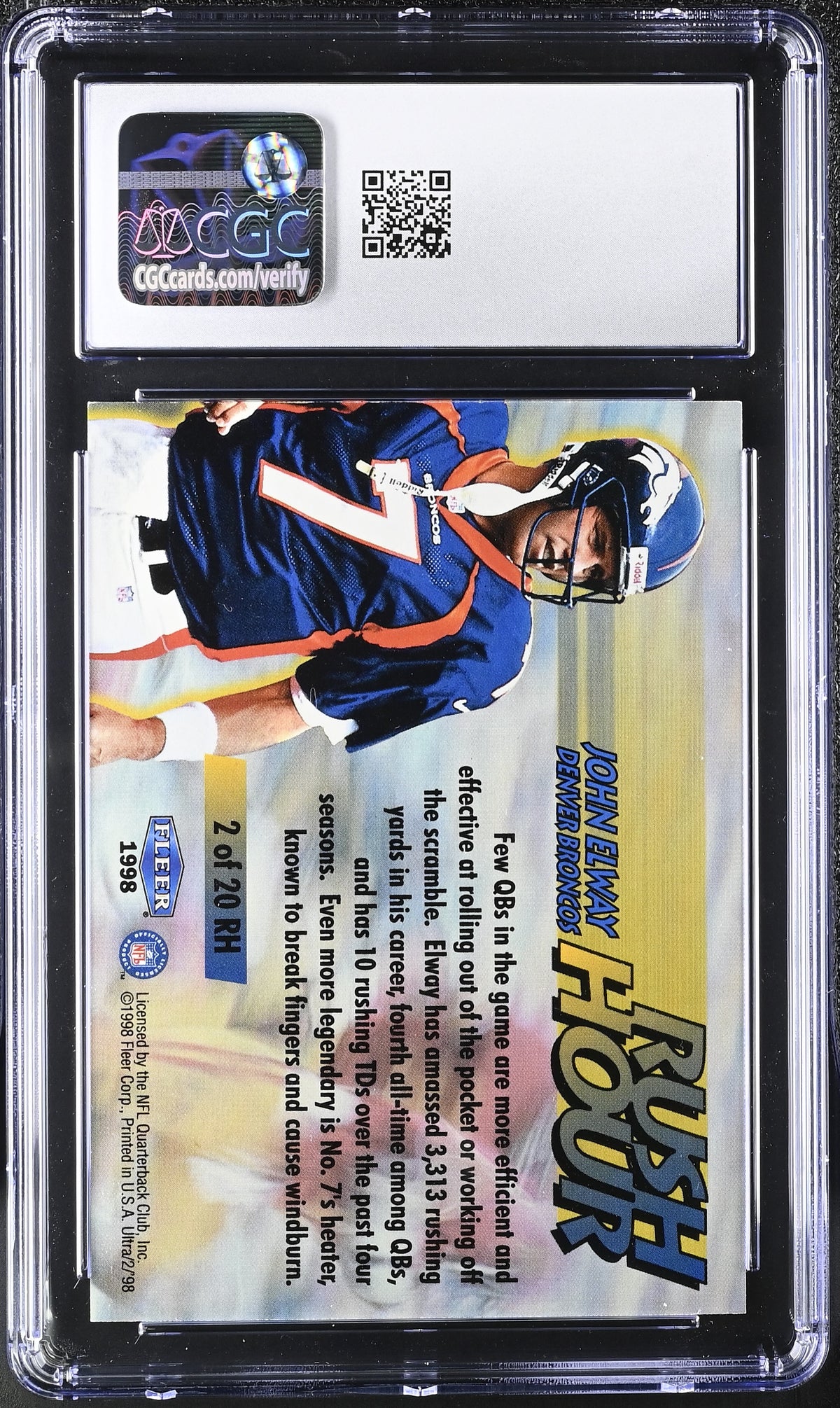 1998 Fleer Ultra John Elway Rush Hour #2RH CGC 9.5 Denver Broncos