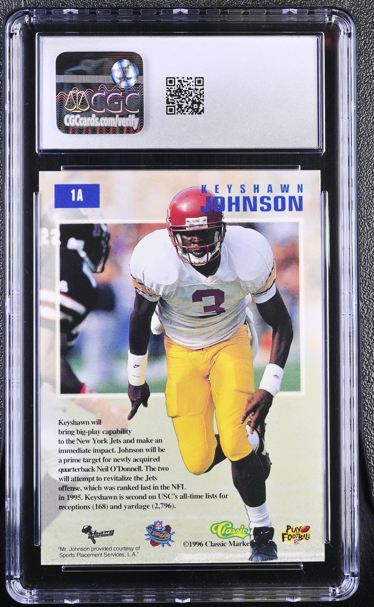 1996 Classic NFL Draft Day Keyshawn Johnson New York Jets Rookie #1A CGC 10