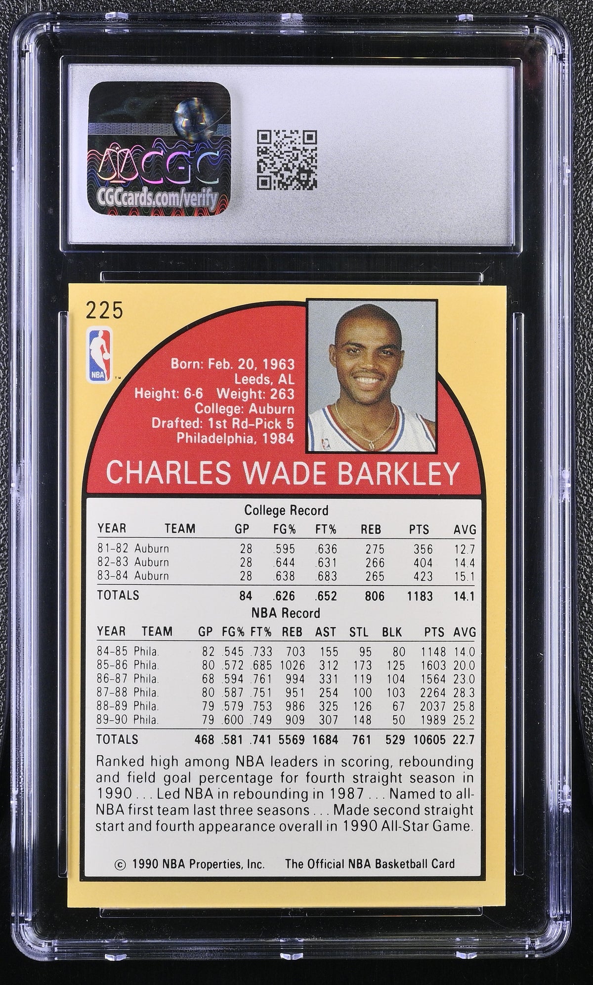 1990-91 Hoops Charles Barkley #225 CGC 9.5 Philadelphia 76ers