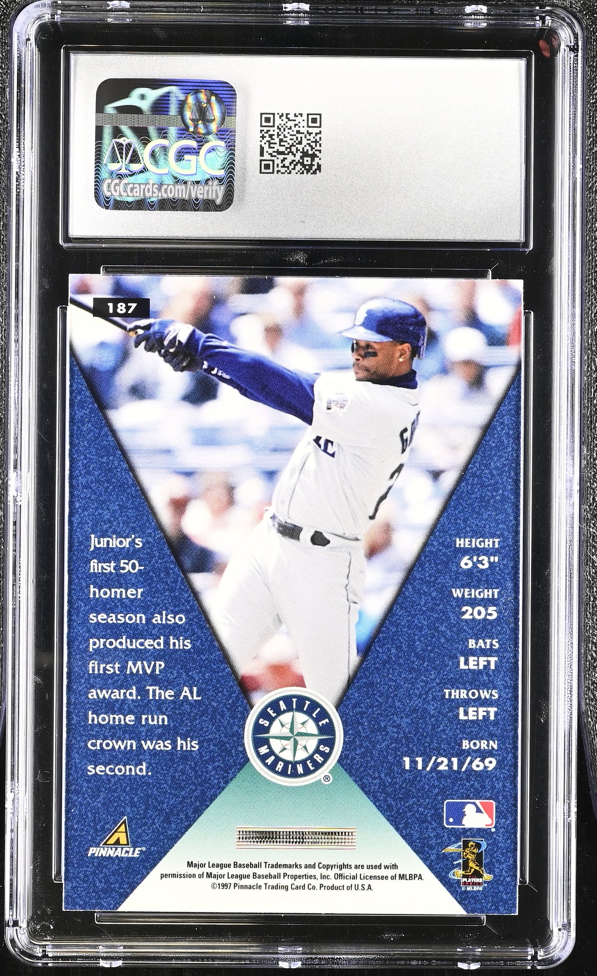 1998 Pinnacle Ken Griffey Jr. #187 CGC 9