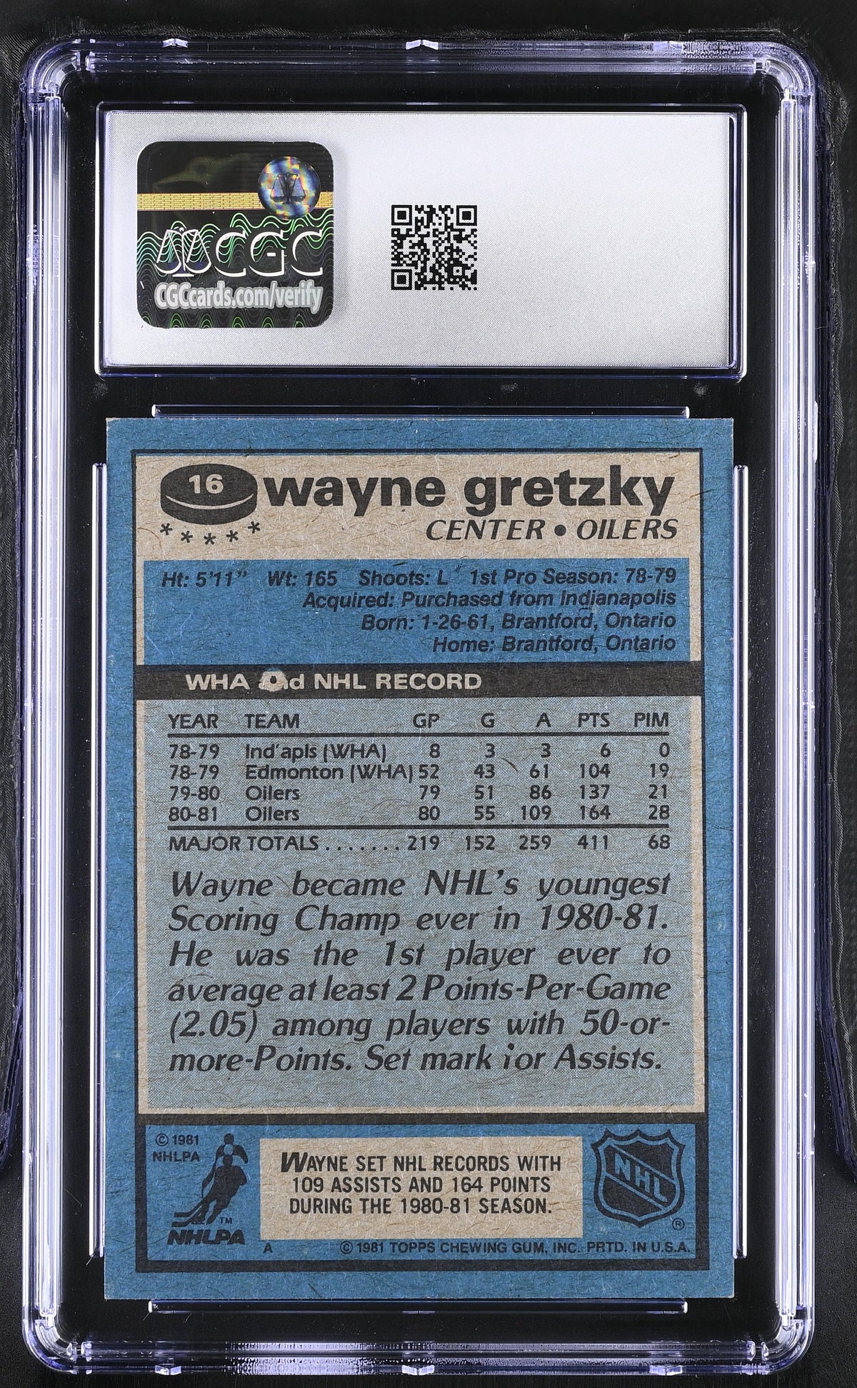 1981-82 Topps Wayne Gretzky #16 CGC 8 Edmonton Oilers