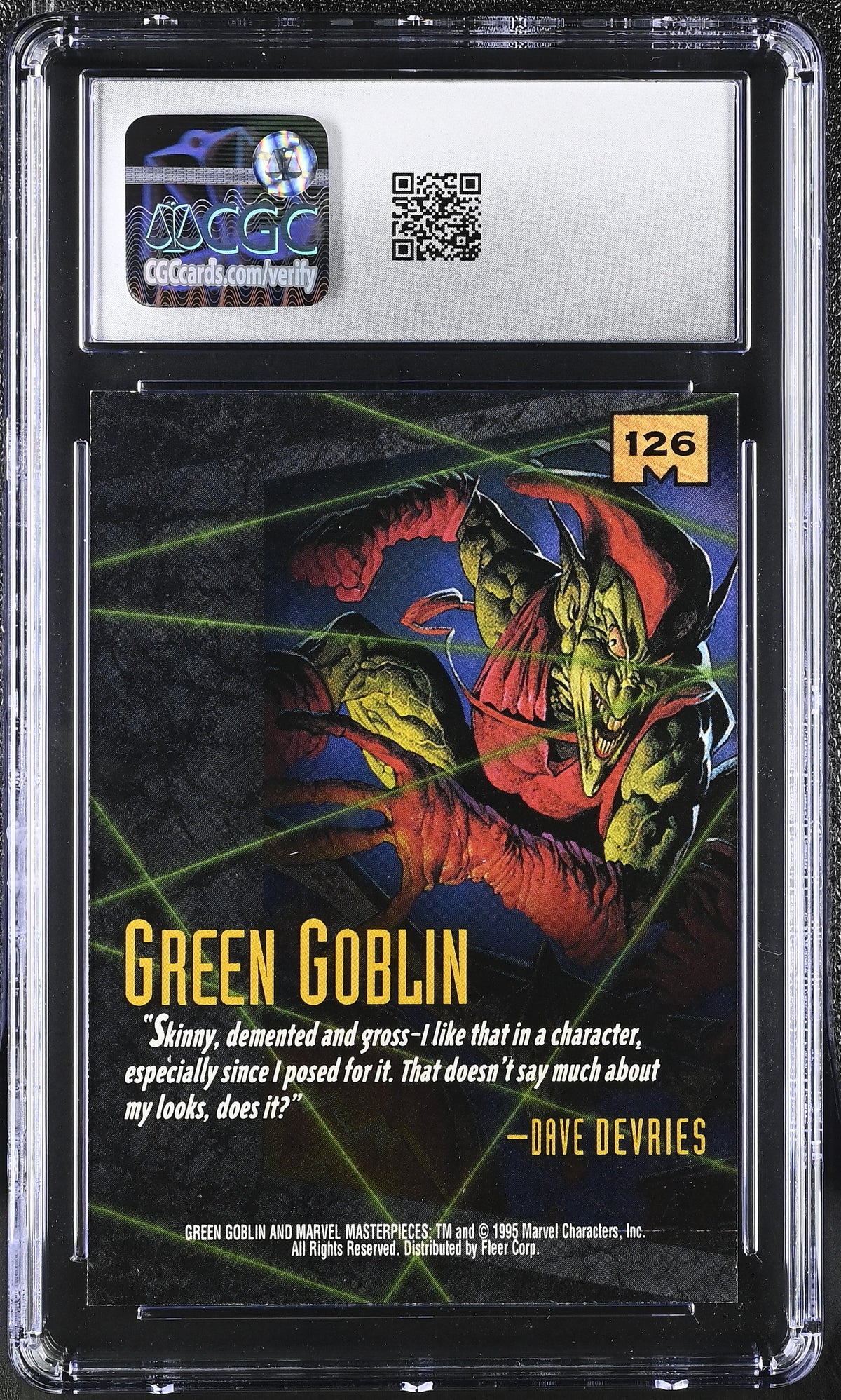 1995 Fleer Marvel Masterpieces Green Goblin #126 CGC 9.5