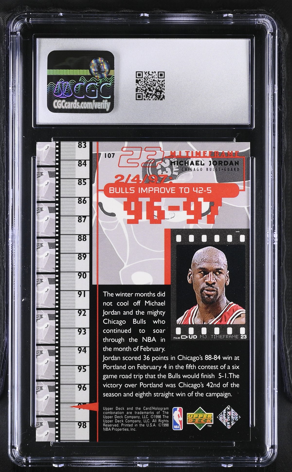 1998 Upper Deck MJ Living Legend Michael Jordan #107 CGC 9 Chicago Bulls