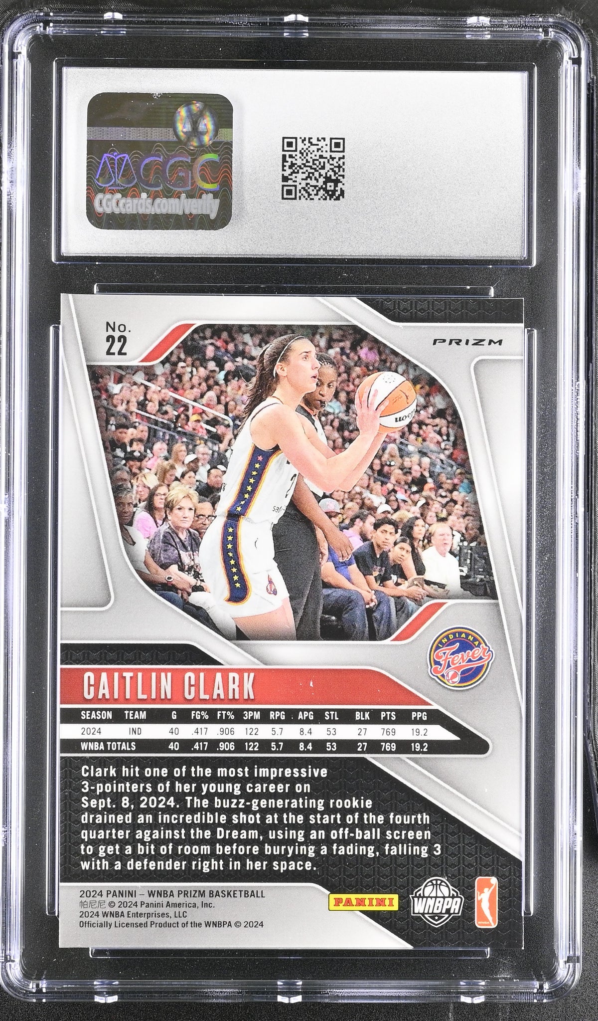 2024 Panini Prizm WNBA Caitlin Clark Blue Velocity Rookie #22 CGC 9 Fever