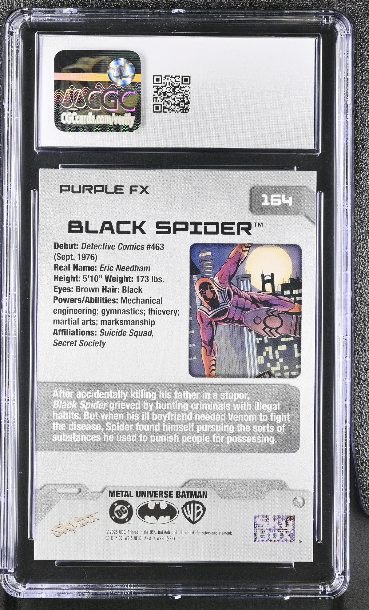 2025 Upper Deck Metal Universe Batman Black Spider Purple FX High #164 CGC 10