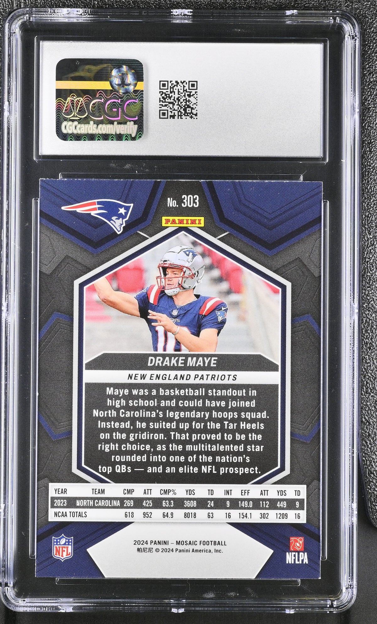 2024 Panini Mosaic Drake Maye Rookie #303 CGC 10 New England Patriots