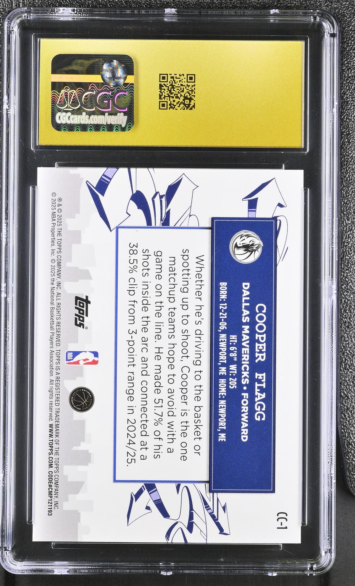 2025-26 Topps Cooper Flagg Rookie Clutch City Prospects #CC-1 CGC 10 Pristine
