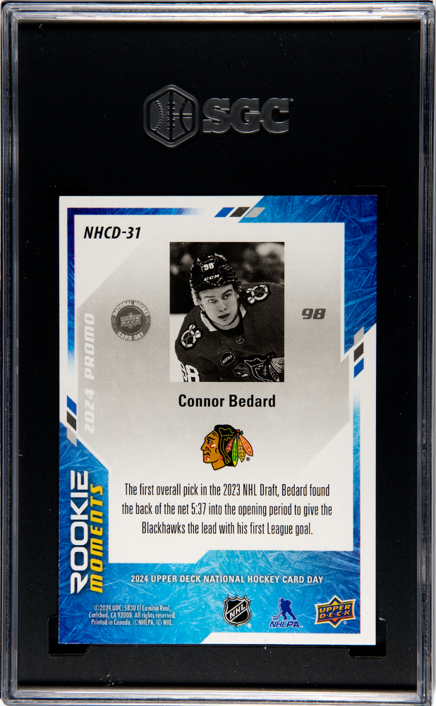 2024 Upper Deck National Hockey Card Day Connor Bedard Rookie #NHCD-31 SGC 9.5