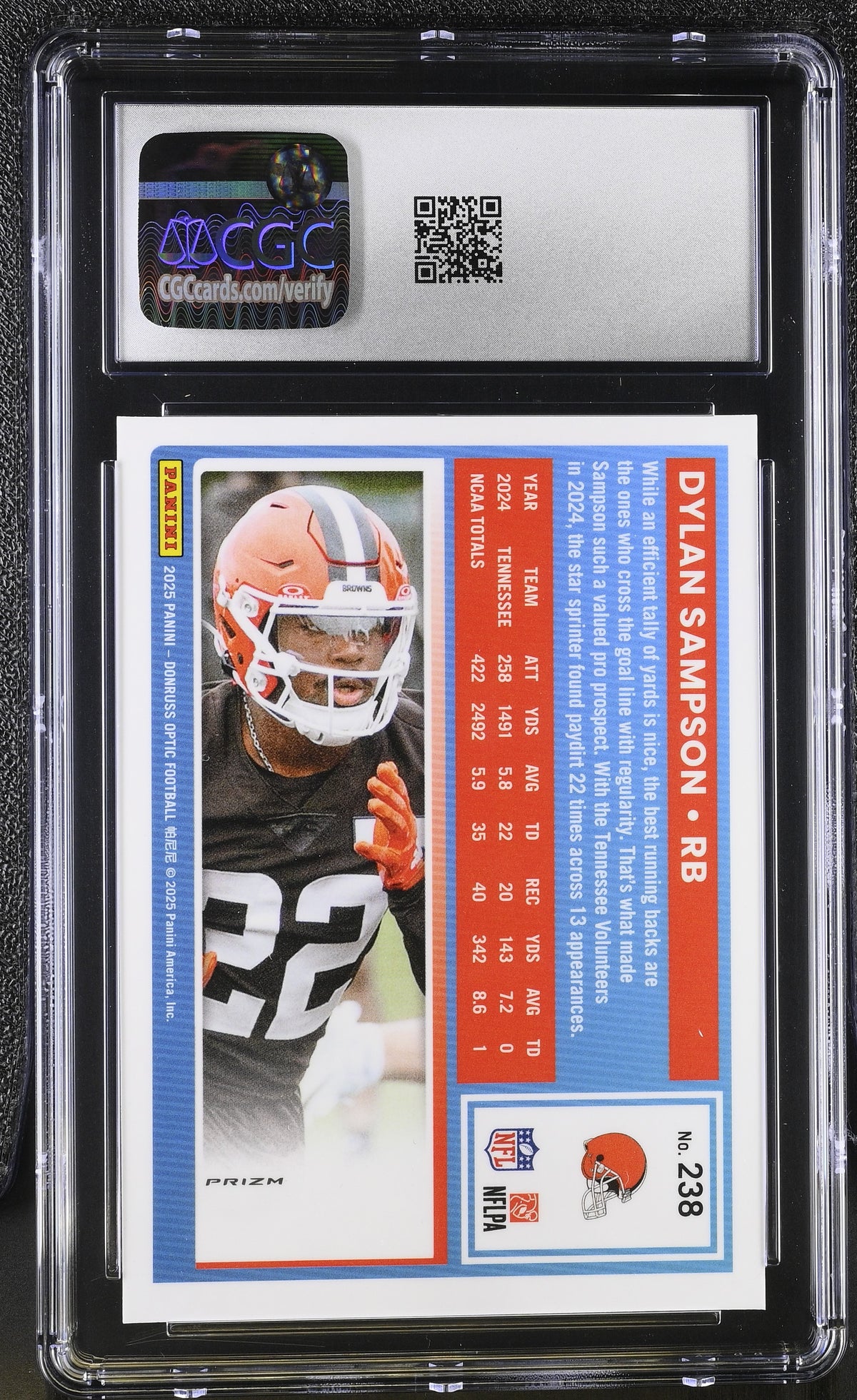 2025 Donruss Optic Dylan Sampson Green Hyper #238 CGC 9.5 Cleveland Browns