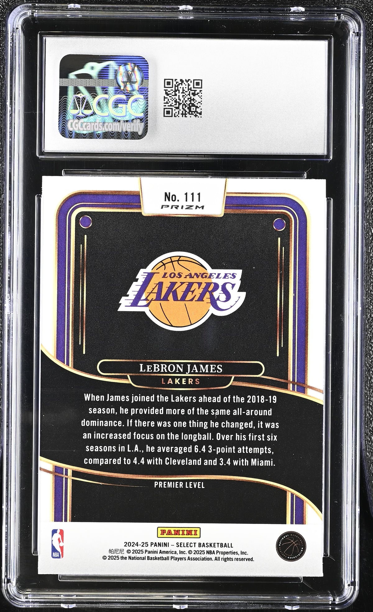 2024-25 Panini Select LeBron James Scope #111 CGC 10 Los Angeles Lakers