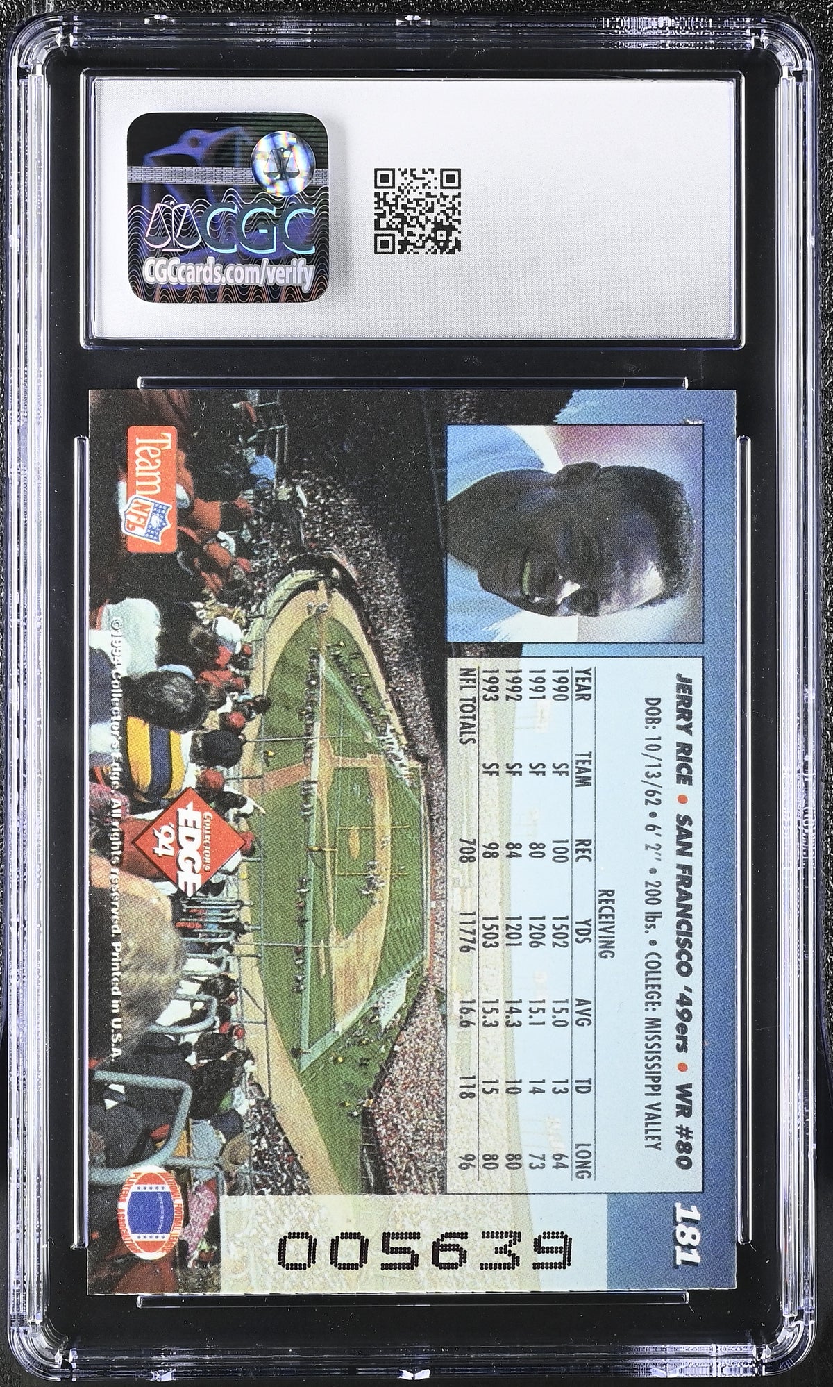 1994 Collector's Edge Jerry Rice 1st Day Gold #181 CGC 9 San Francisco 49ers