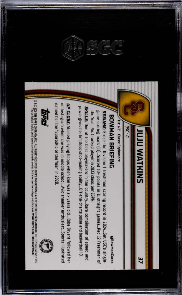 2024 Bowman U Chrome Juju Watkins Rookie #37 SGC 10 USC Trojans