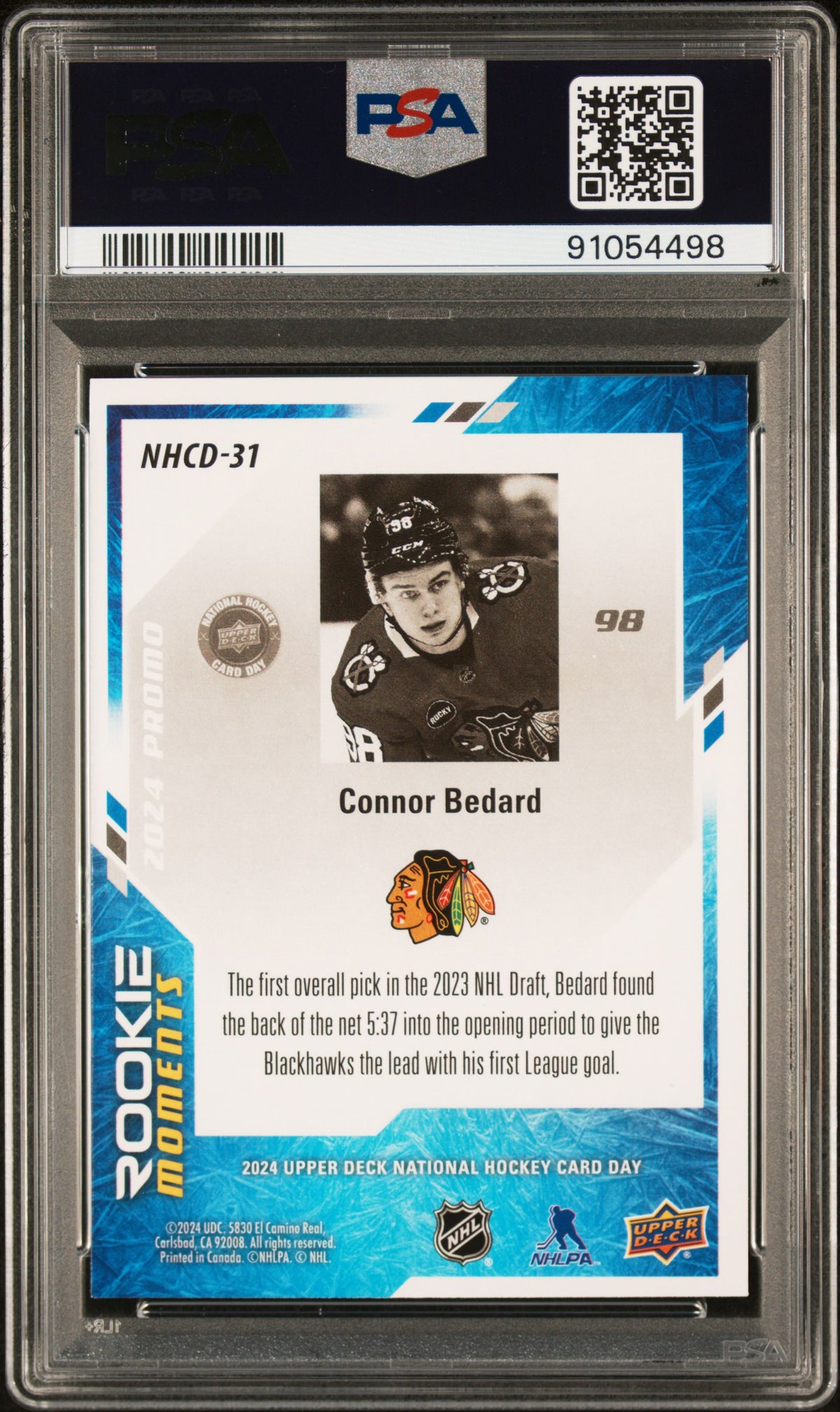 2024 Upper Deck National Hockey Card Day Connor Bedard Rookie #NHCD31 PSA 8