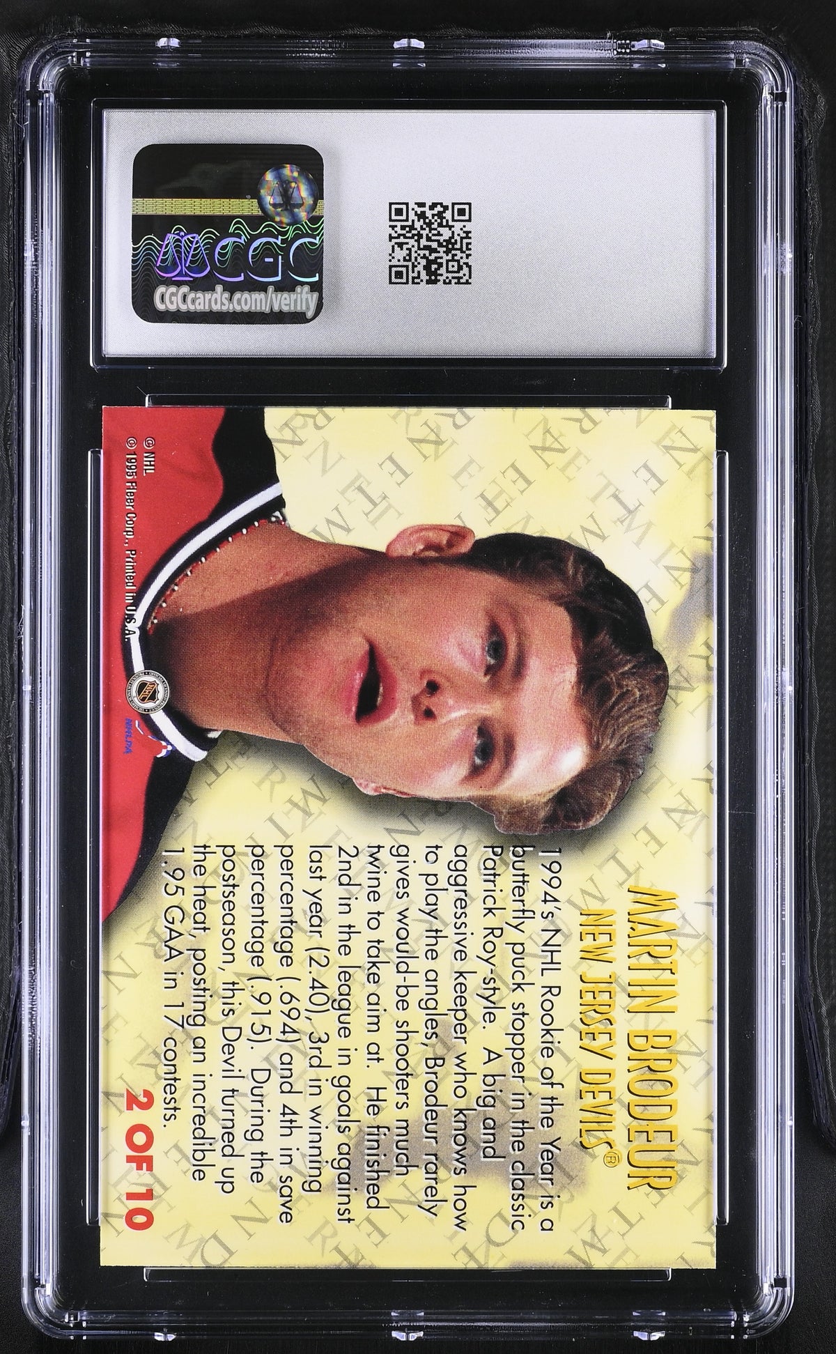 1994-95 Fleer Martin Brodeur Netminders #2 CGC 9.5 New Jersey Devils