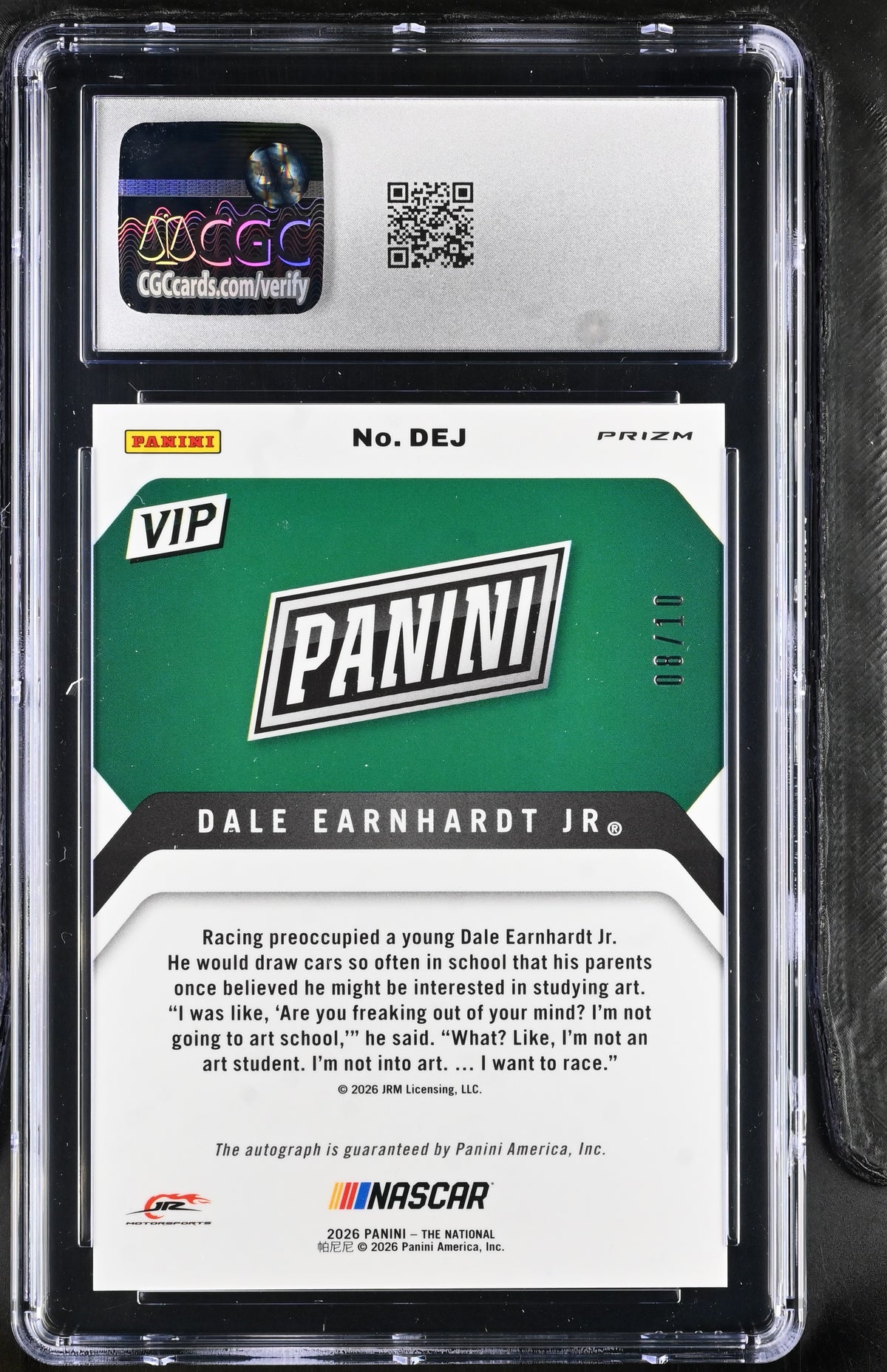 2026 Panini The National Vip Dale Earnhardt Jr. Nebula /10 Auto DEJ CGC 10
