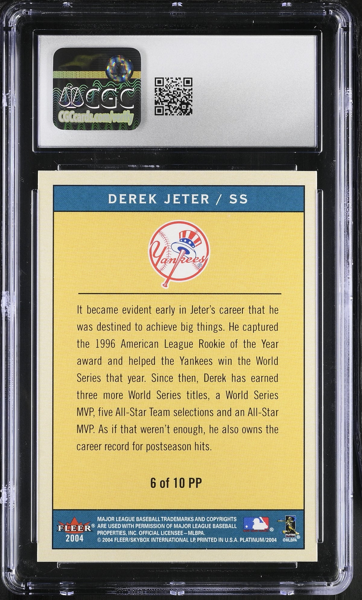 2004 Fleer Platinum Derek Jeter #6PP Platinum Portraits CGC 9.5