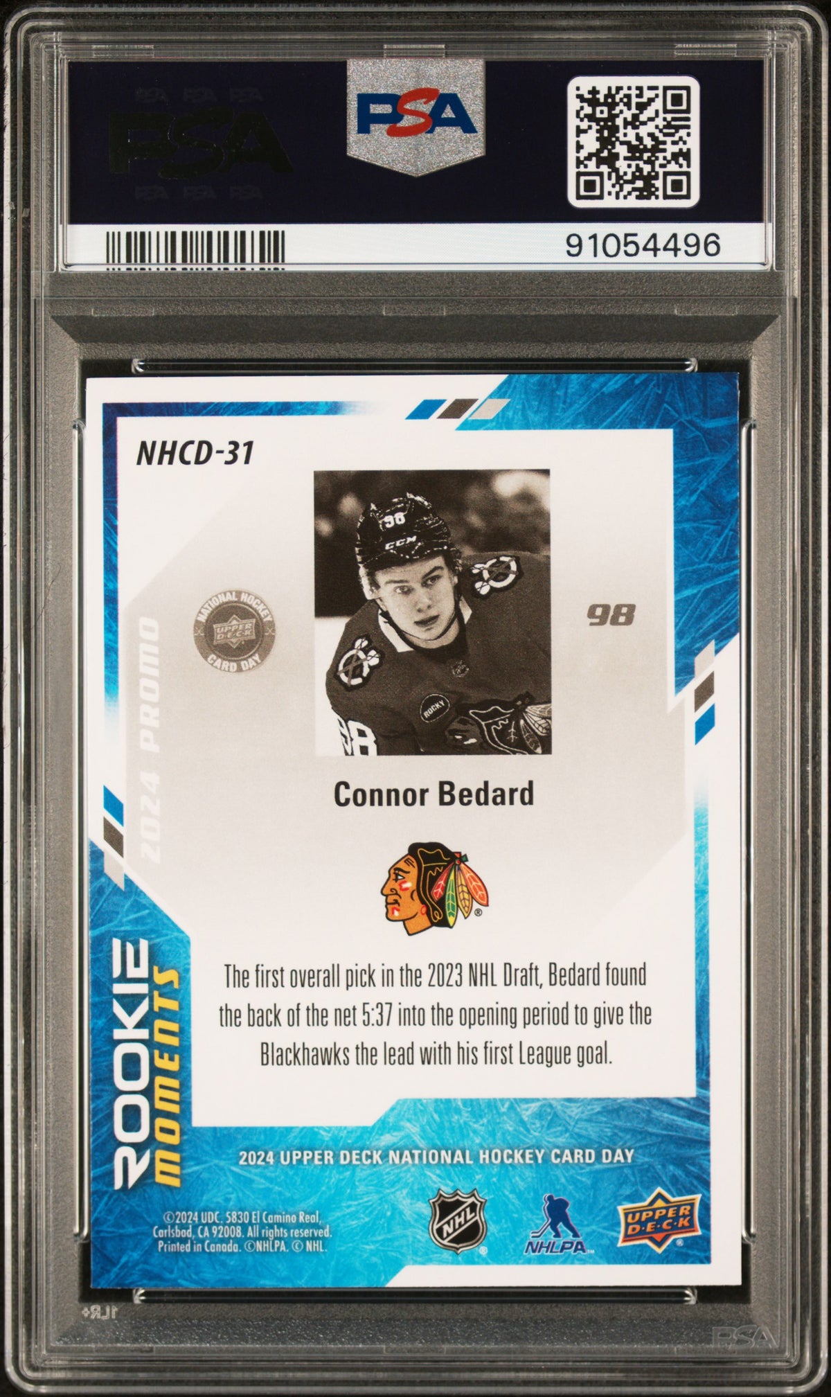 2024 Upper Deck National Hockey Card Day Connor Bedard Rookie #NHCD31 PSA 8