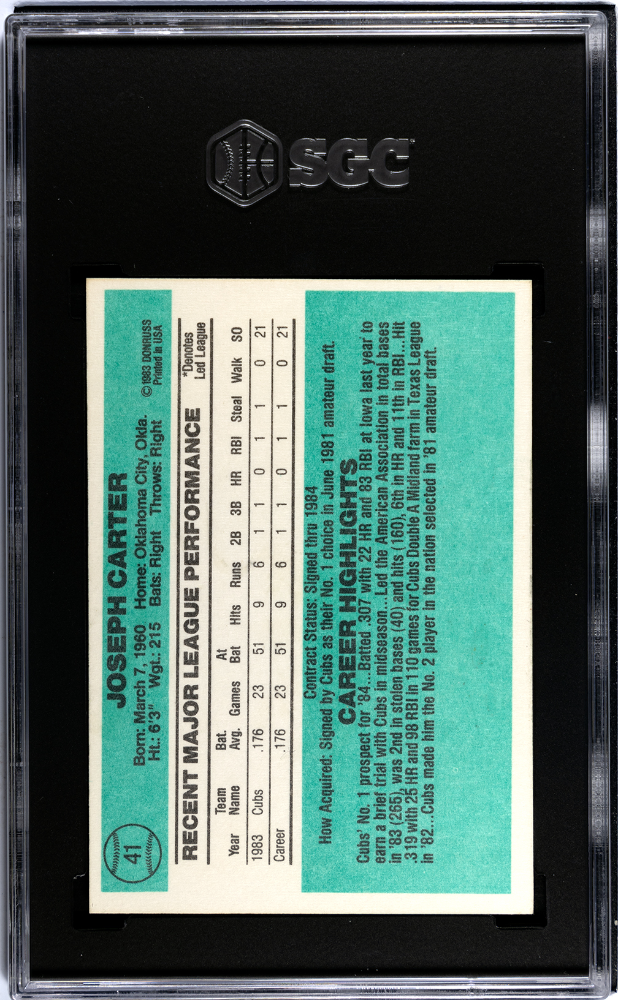 1984 Donruss Joe Carter #41 SGC 6
