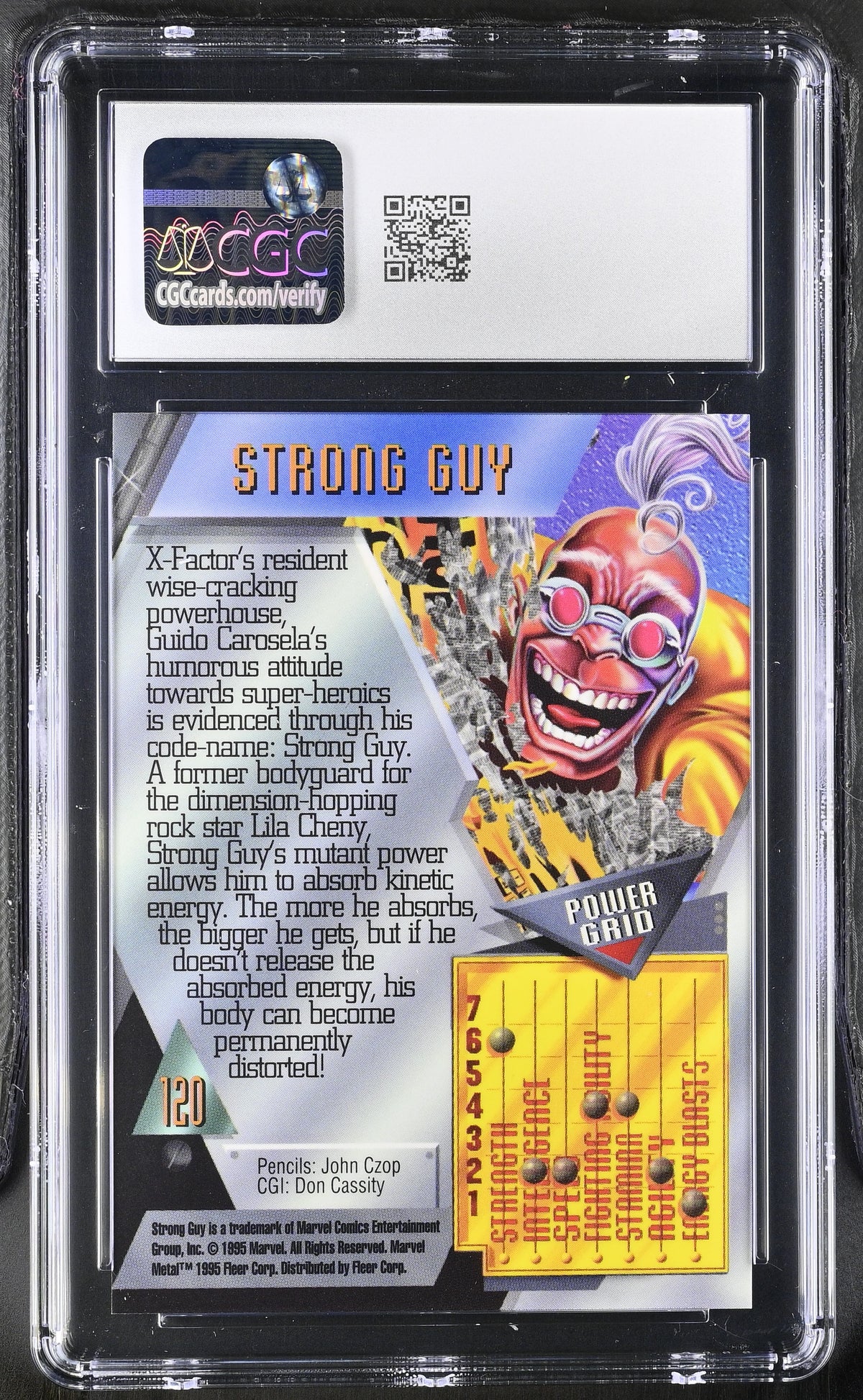 1995 Fleer Marvel Metal Inaugural Edition Strong Guy #120 CGC 10