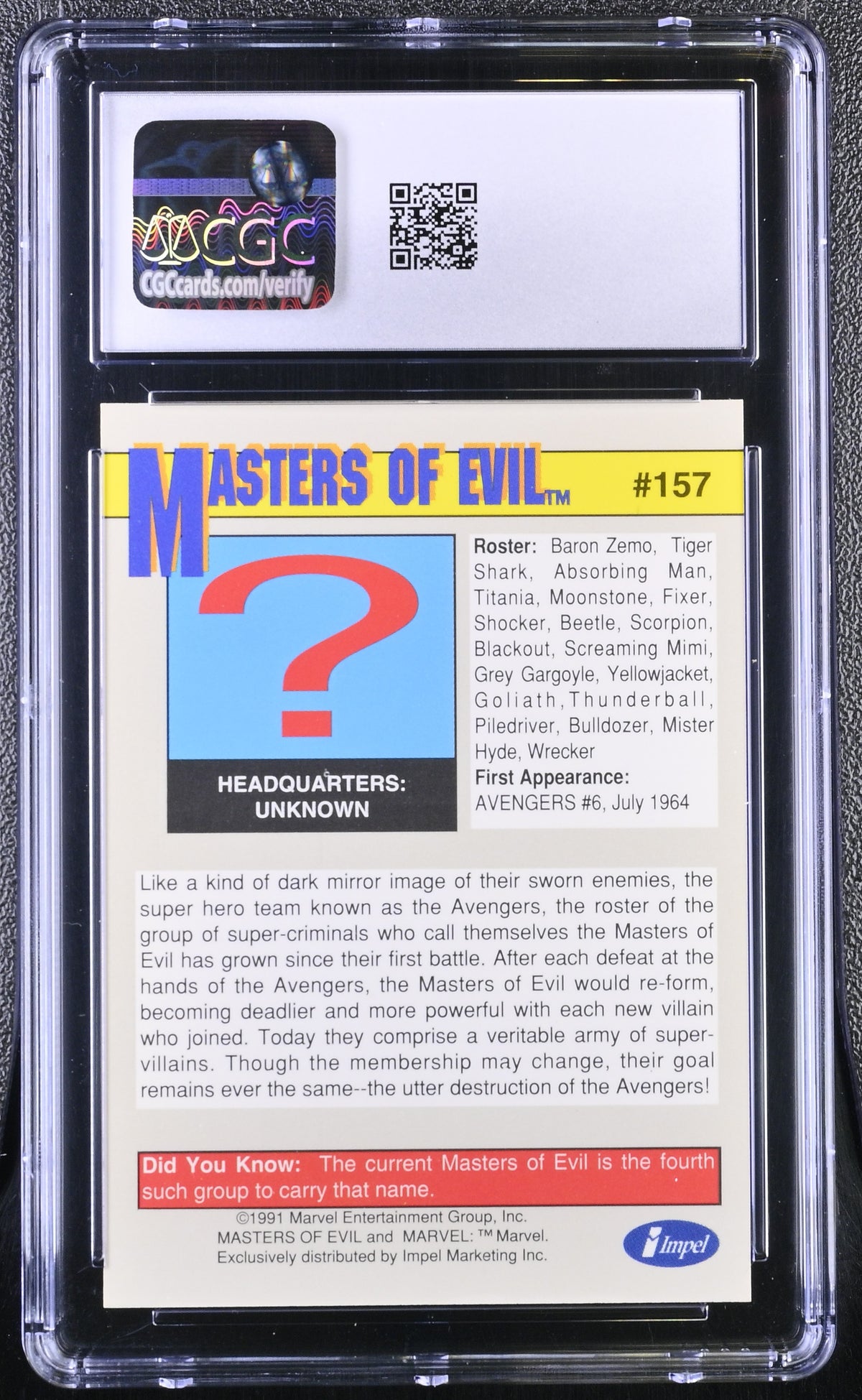 1991 Impel Marvel Universe Series II Masters of Evil #157 Teams CGC 9.5