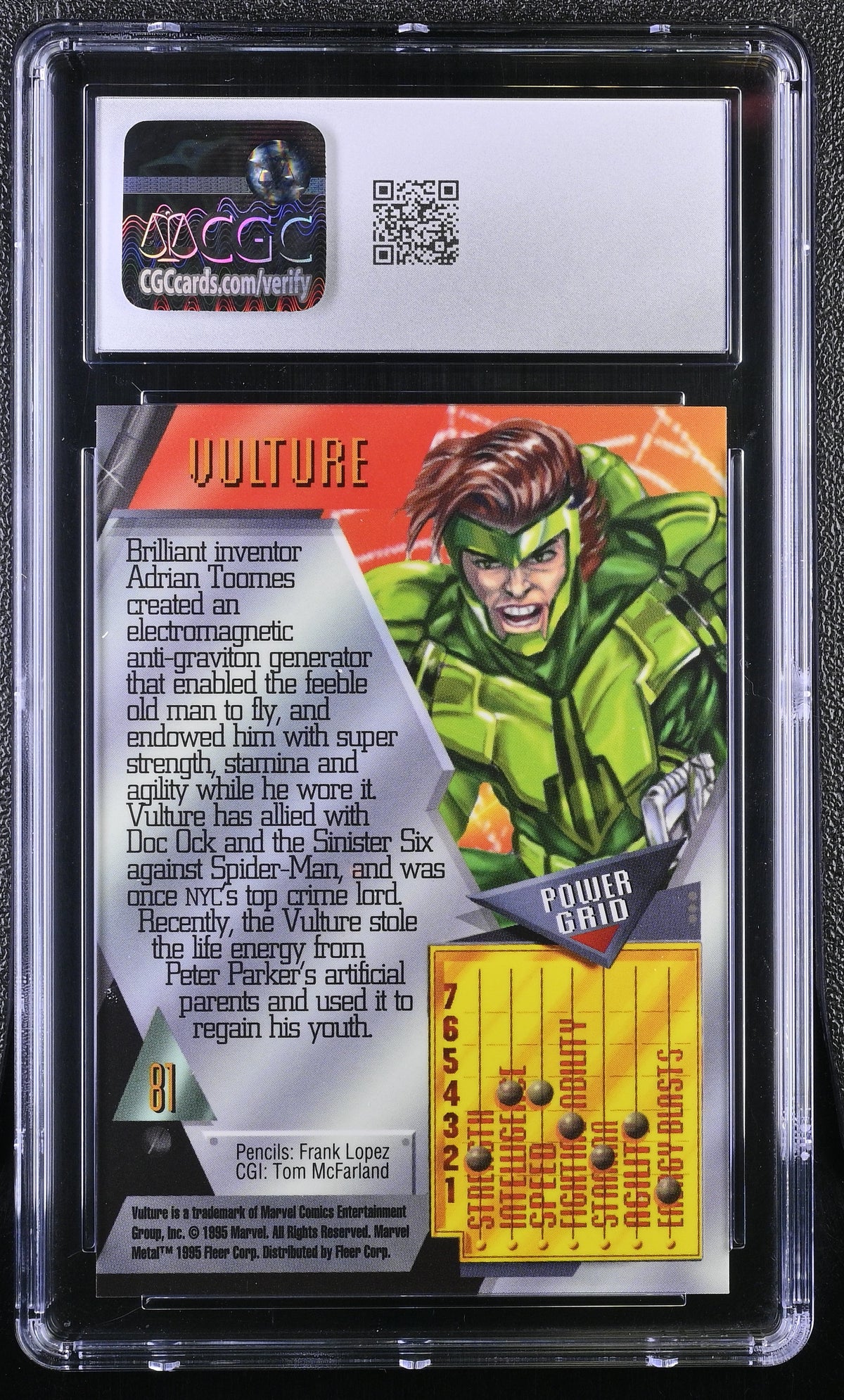 1995 Fleer Marvel Metal Inaugural Edition Vulture #81 CGC 9.5