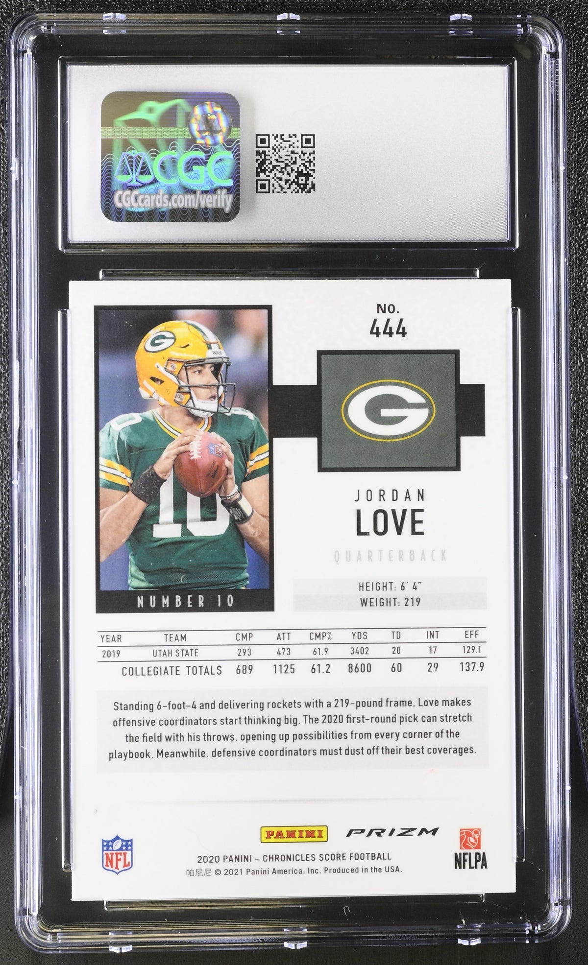 2020 Panini Chronicles Jordan Love Silver Rookie Score Update #444 CGC 9 Packers