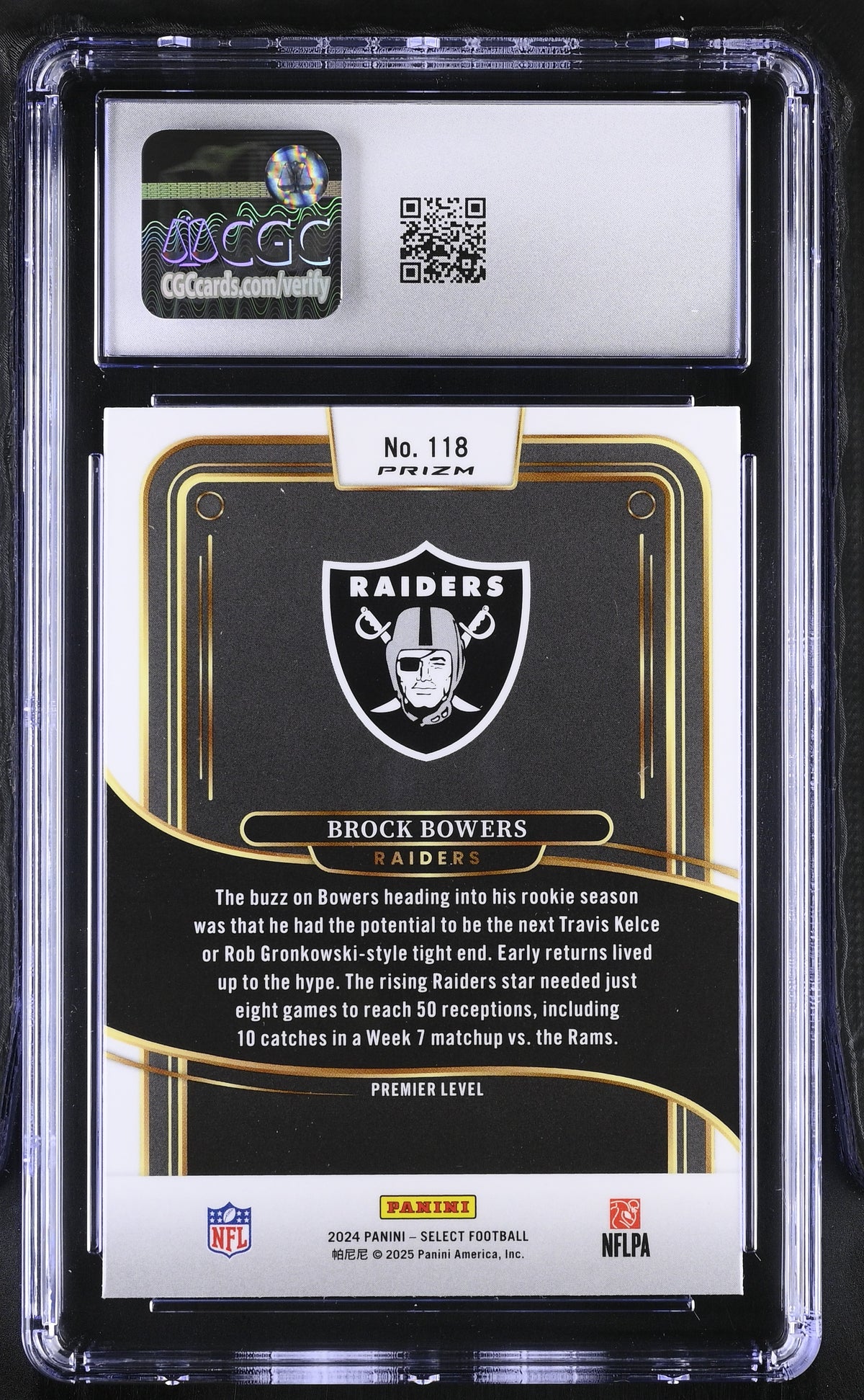 2024 Panini Select Brock Bowers Red & Yellow Shock Rookie #118 CGC 9 Raiders