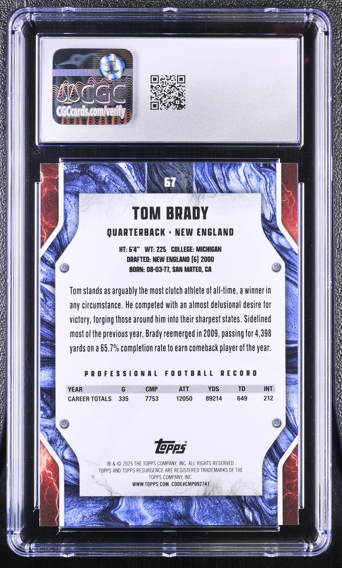 2024 Topps Resurgence Tom Brady #67 CGC 10 New England Patriots