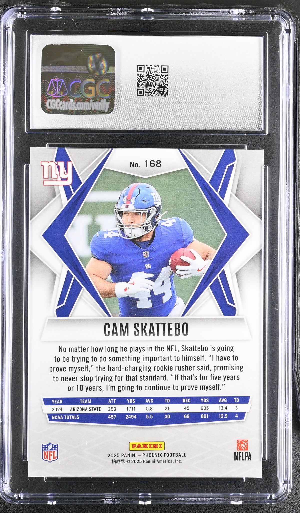 2025 Panini Phoenix Cam Skattebo Silver Rookie #168 CGC 10 New York Giants