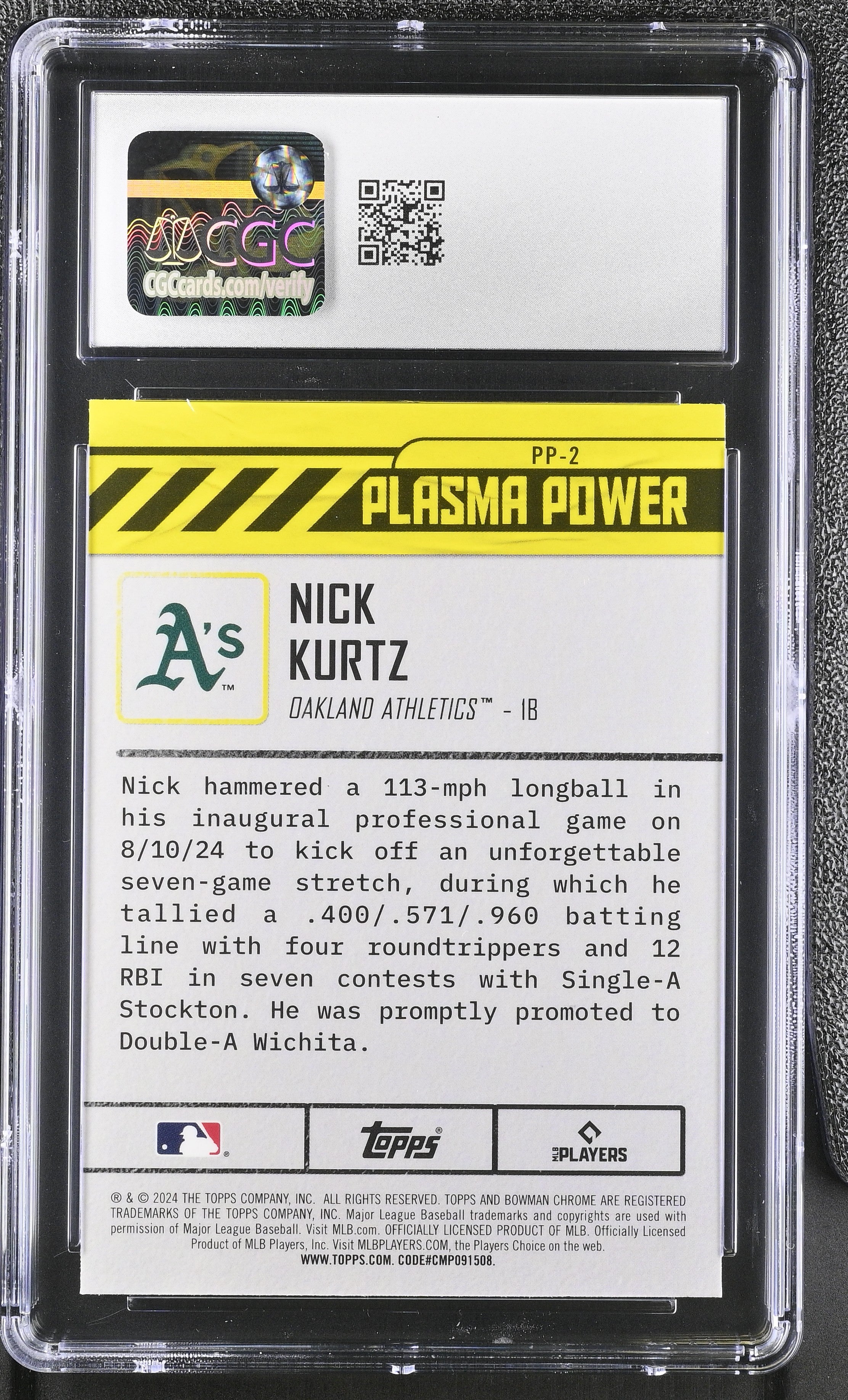 2024 Bowman Draft Nick Kurtz #PP-2 Plasma Power CGC 10