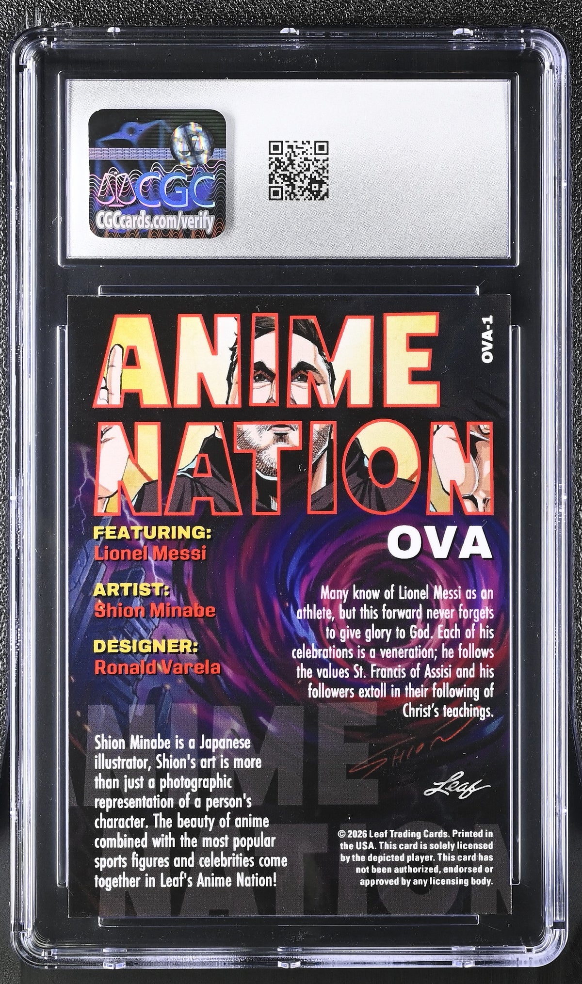 2026 Leaf Anime Nation Ova Lionel Messi #OVA-1 CGC 10